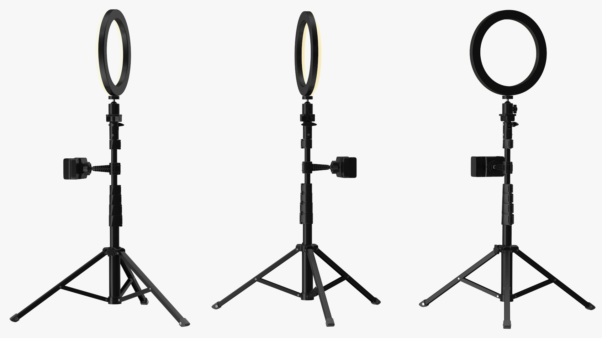 3D model Tripod Stand with Ring Light and Phone Holder