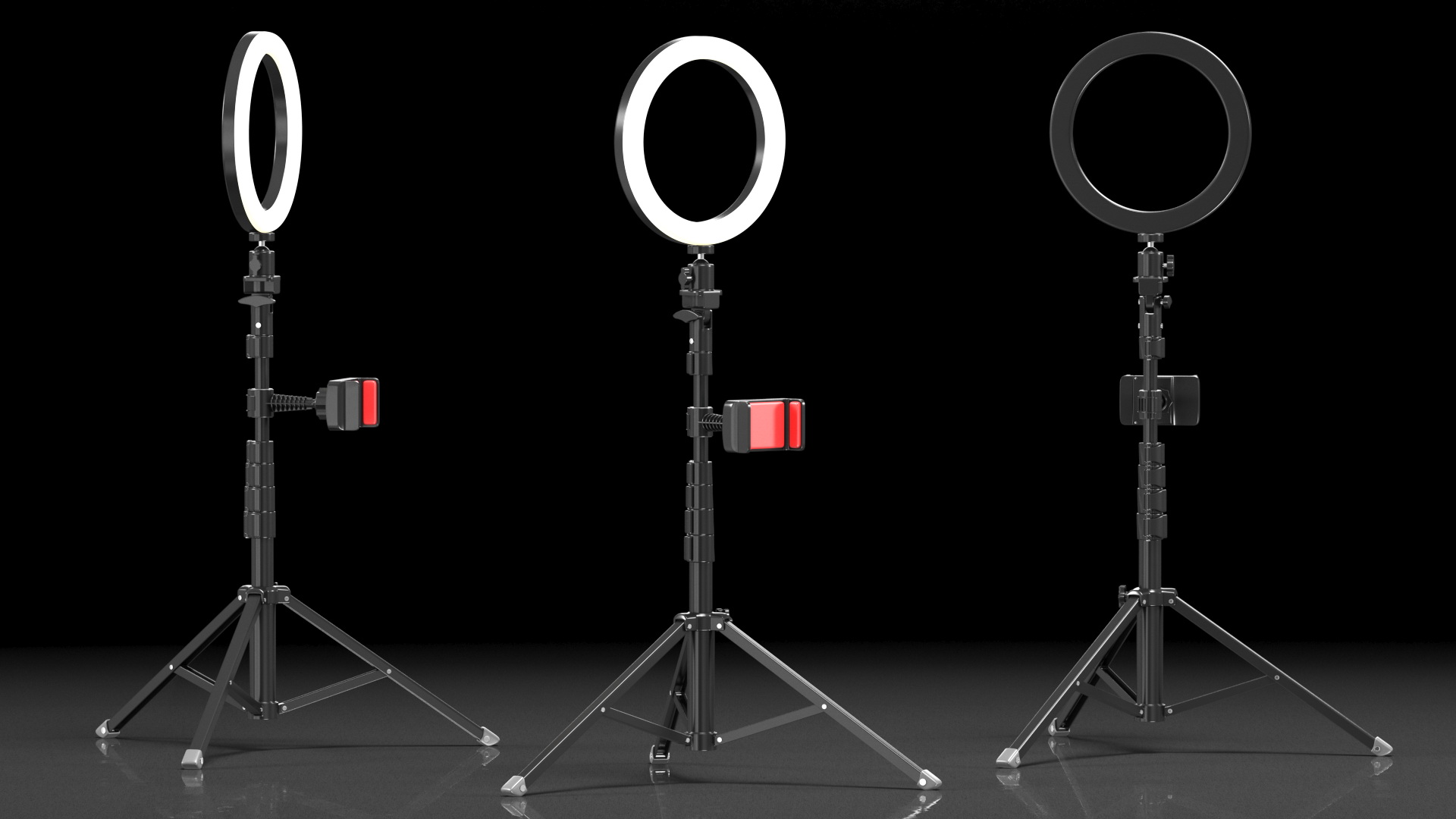 3D model Tripod Stand with Ring Light and Phone Holder