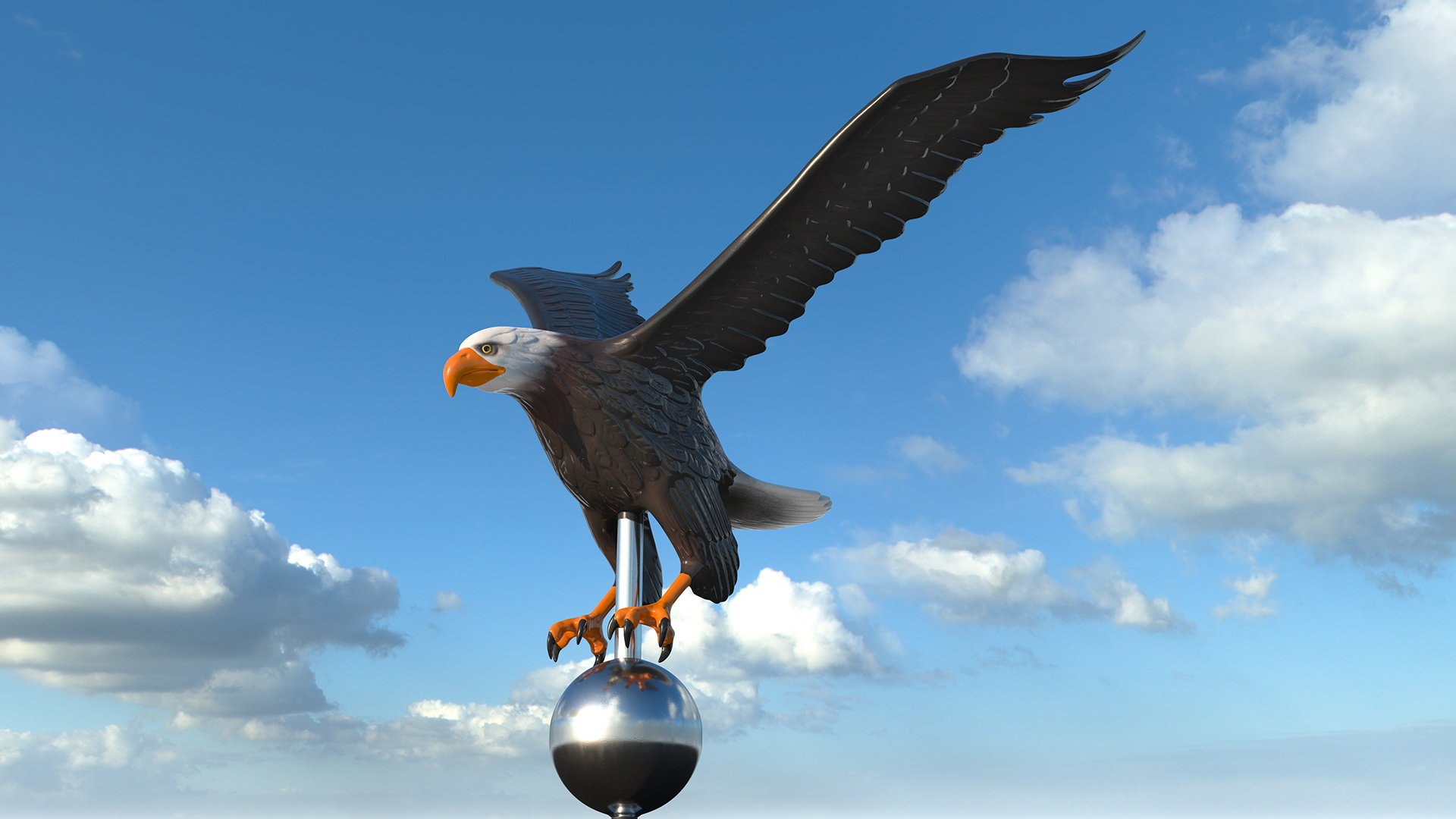 3D Flying Eagle Flagpole Topper model