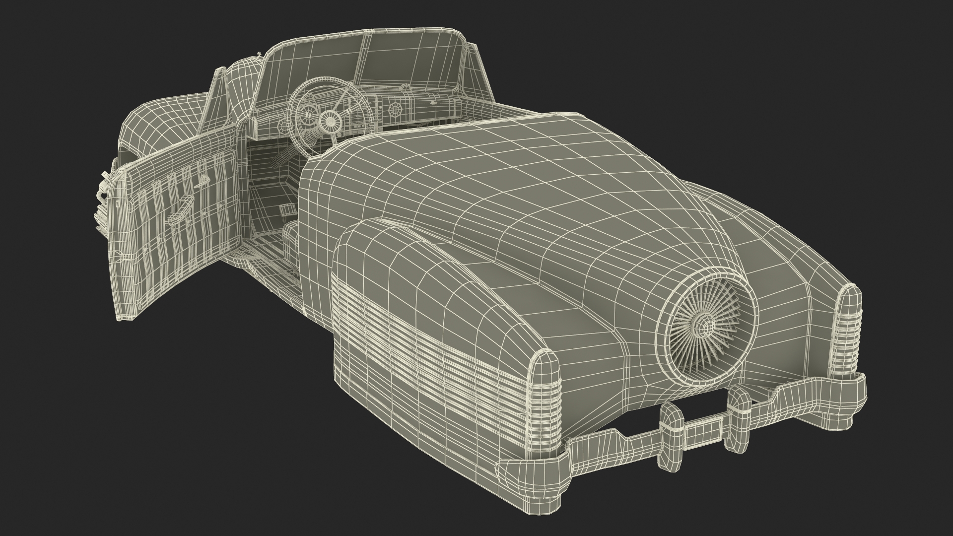 3D Red Retro Hovercar Old Rigged for Cinema 4D model