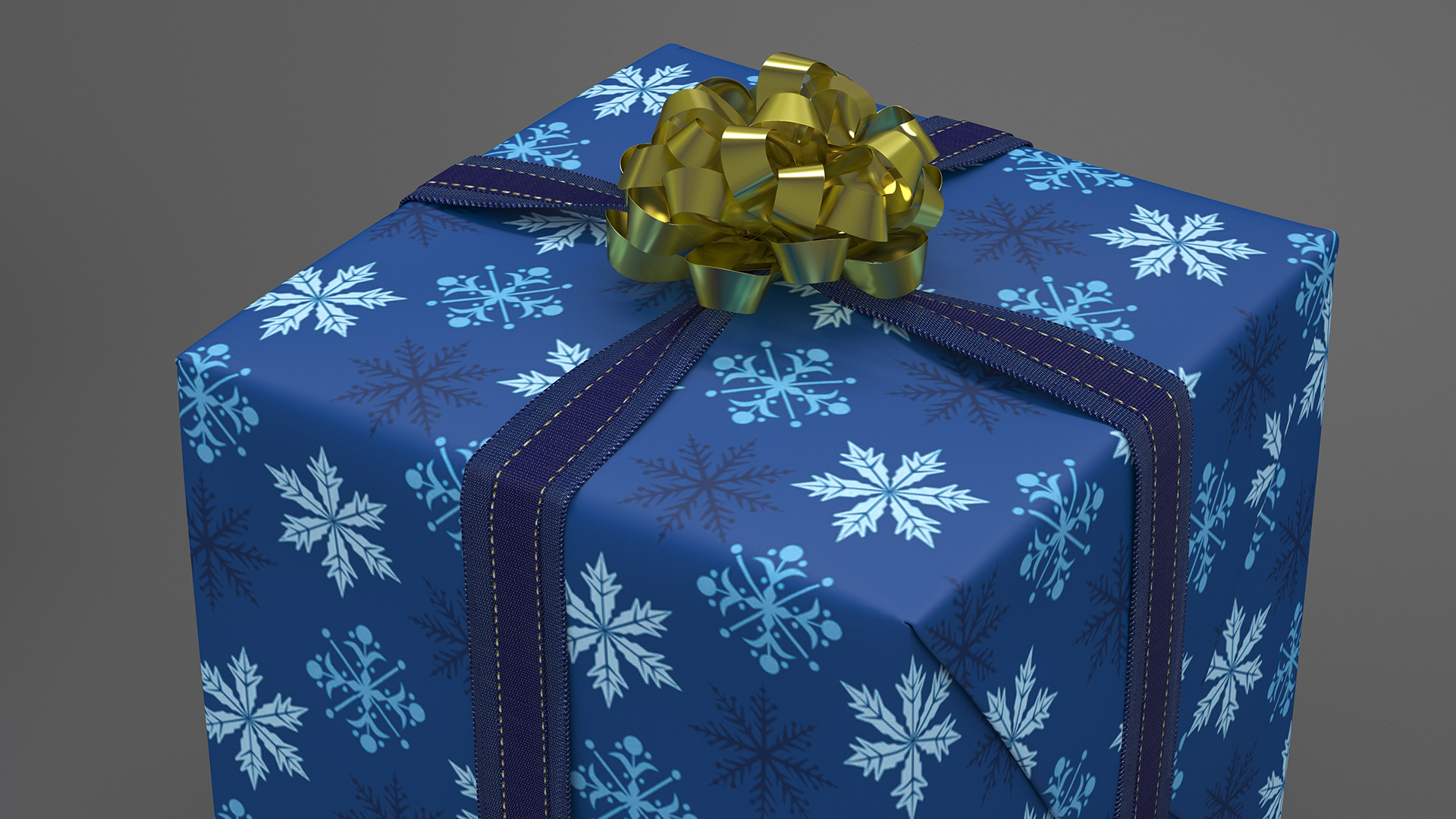 Festive Gift Box with Snowflake Pattern 3D model