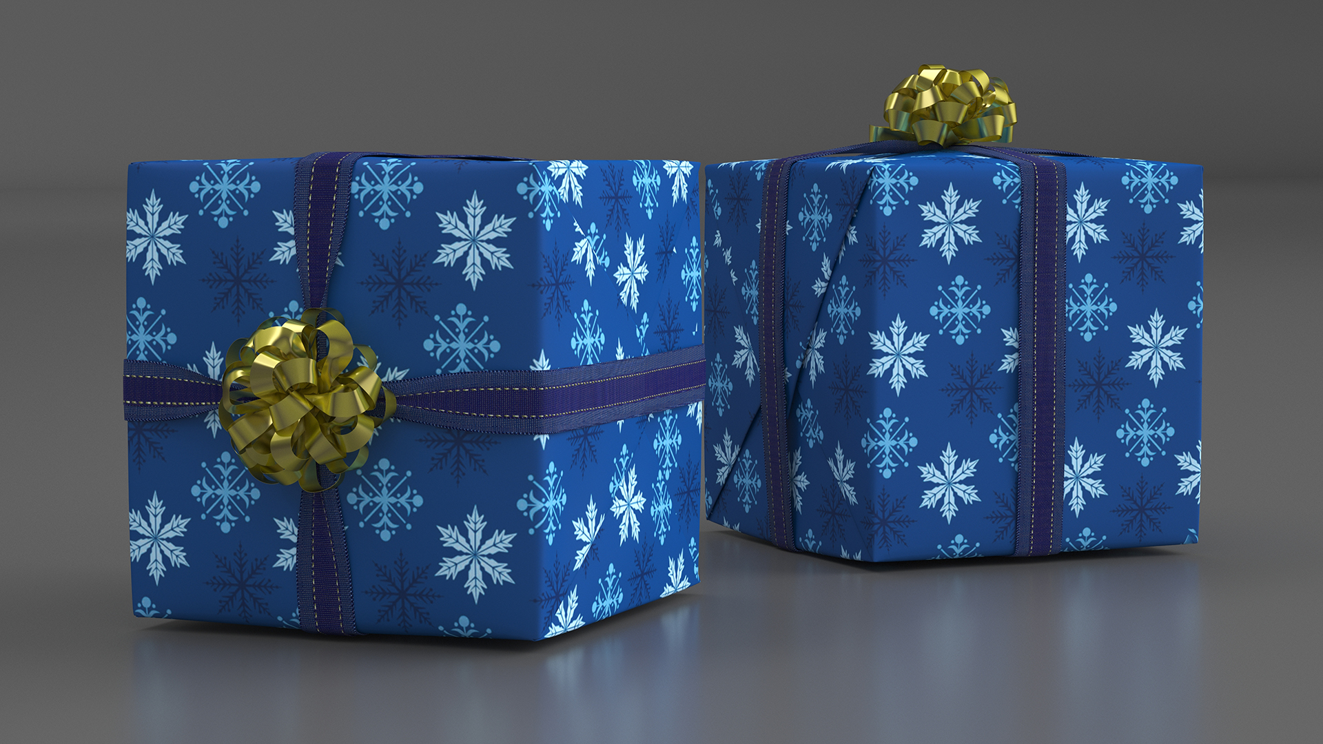 Festive Gift Box with Snowflake Pattern 3D model