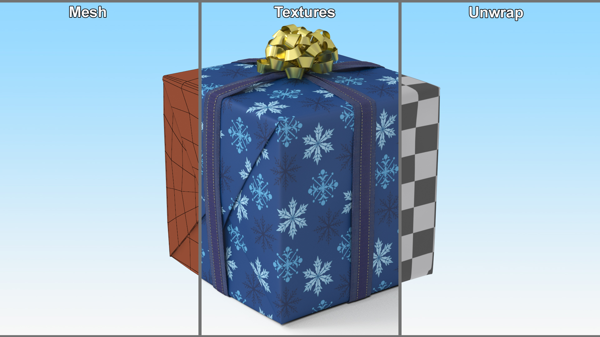 Festive Gift Box with Snowflake Pattern 3D model