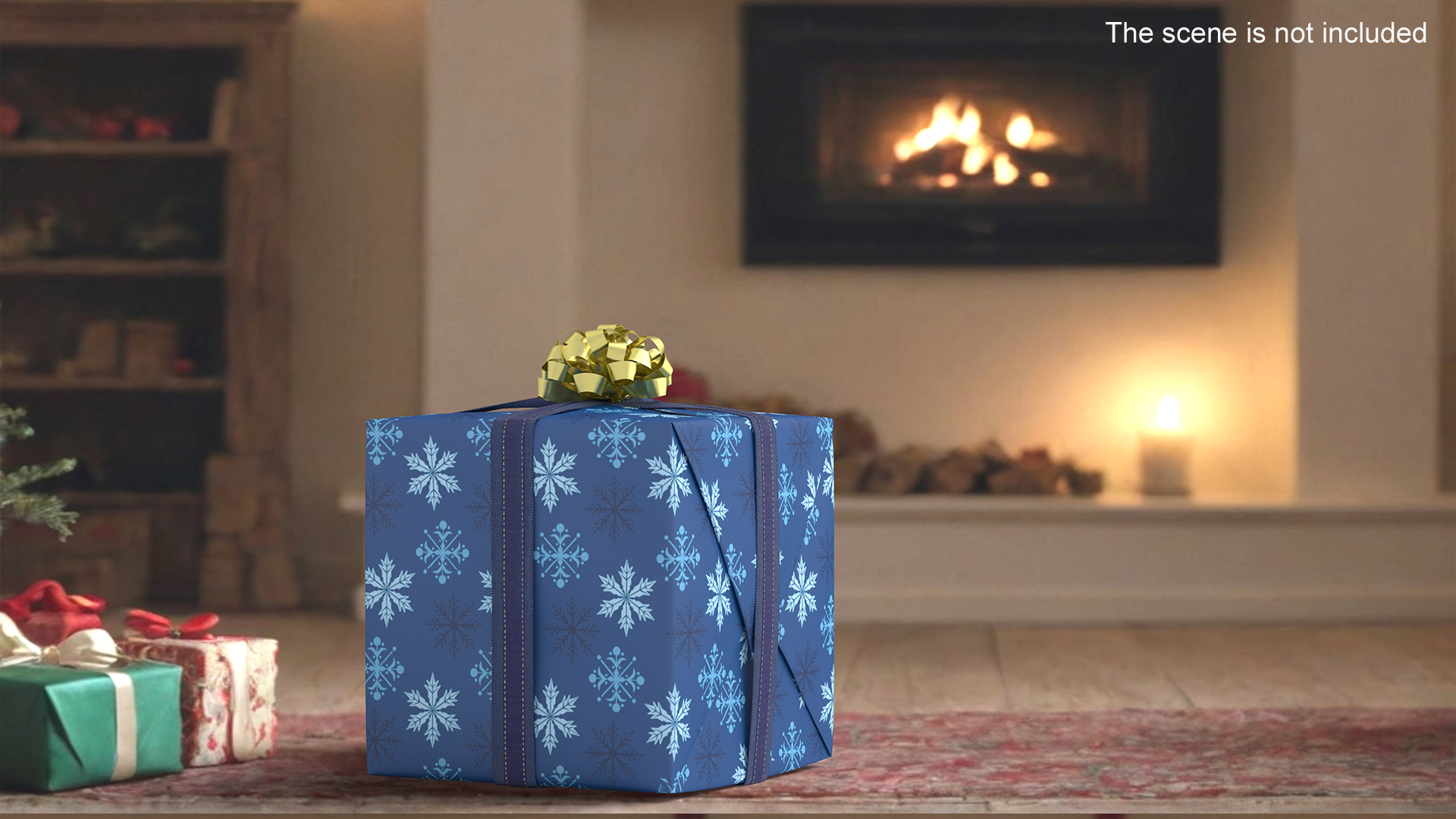 Festive Gift Box with Snowflake Pattern 3D model