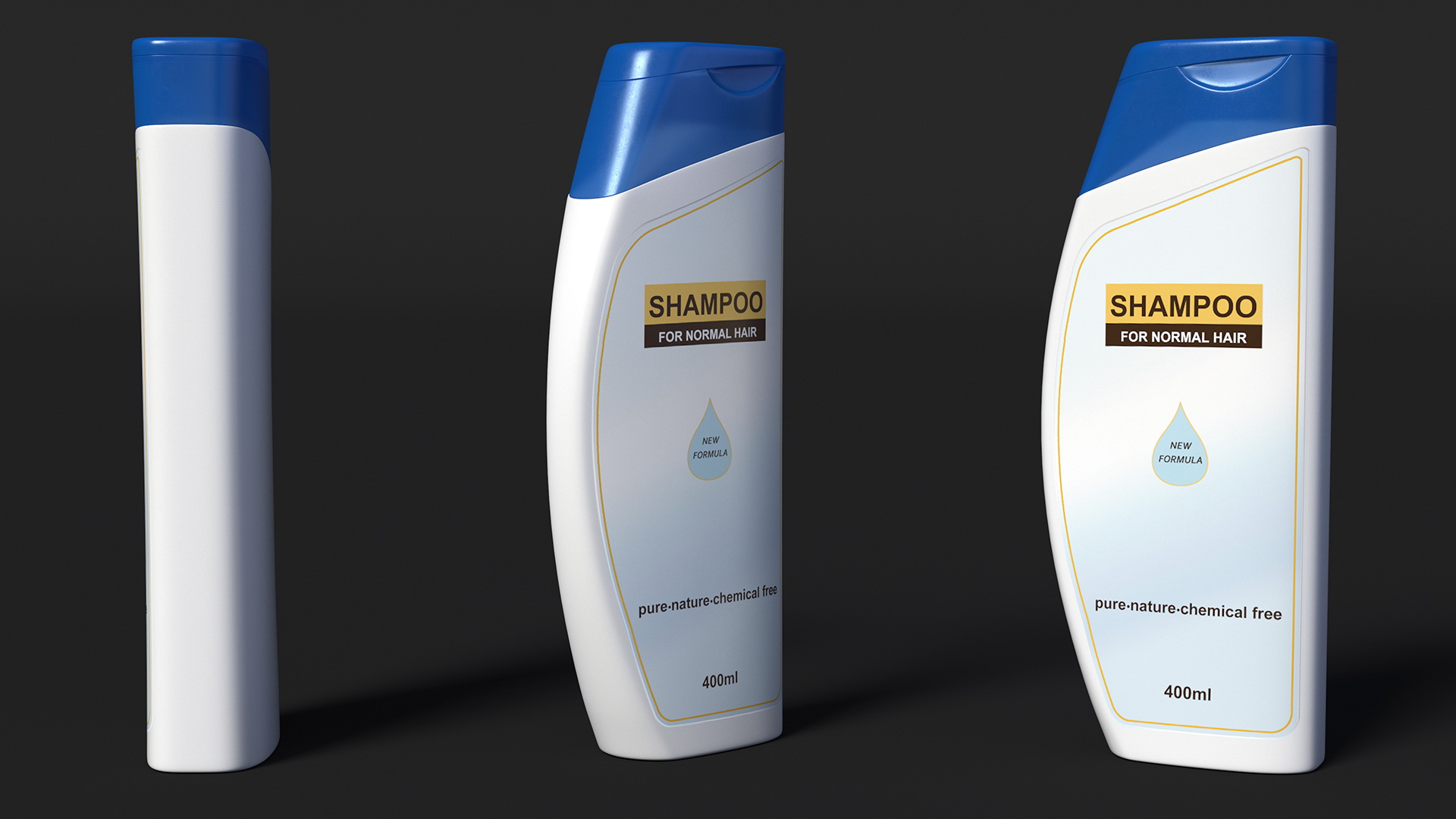 3D Shampoo Bottle Curved Shape 400ml model