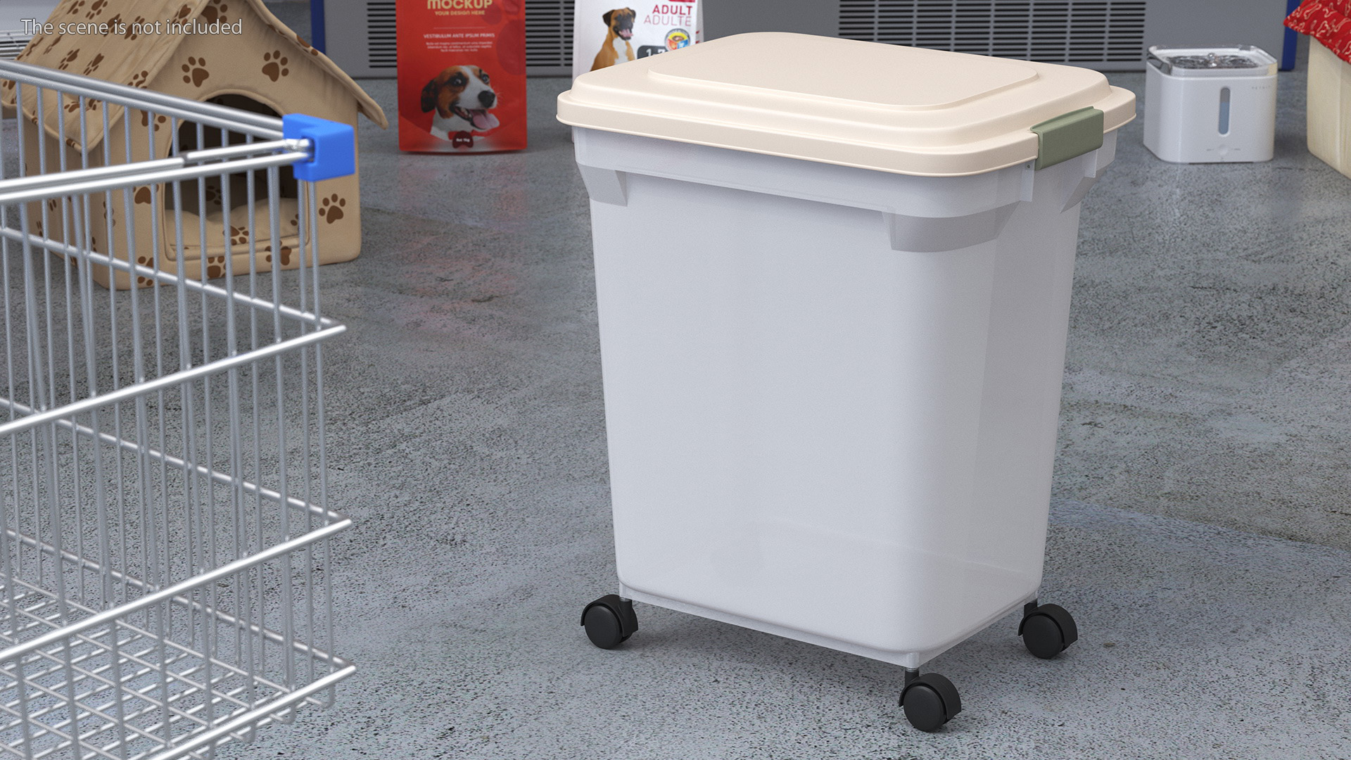 Wheeled Plastic Storage Container White 3D model