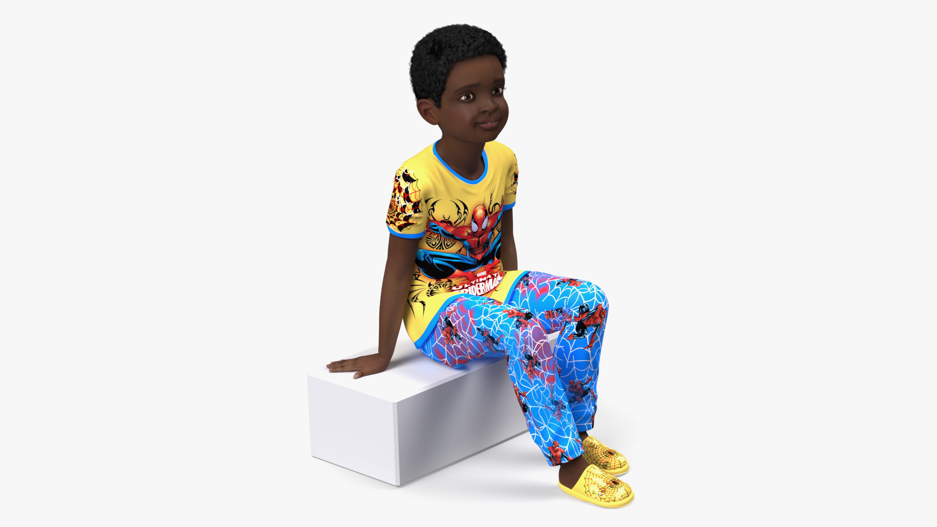 Black Child Boy Home Style Rigged for Cinema 4D 3D