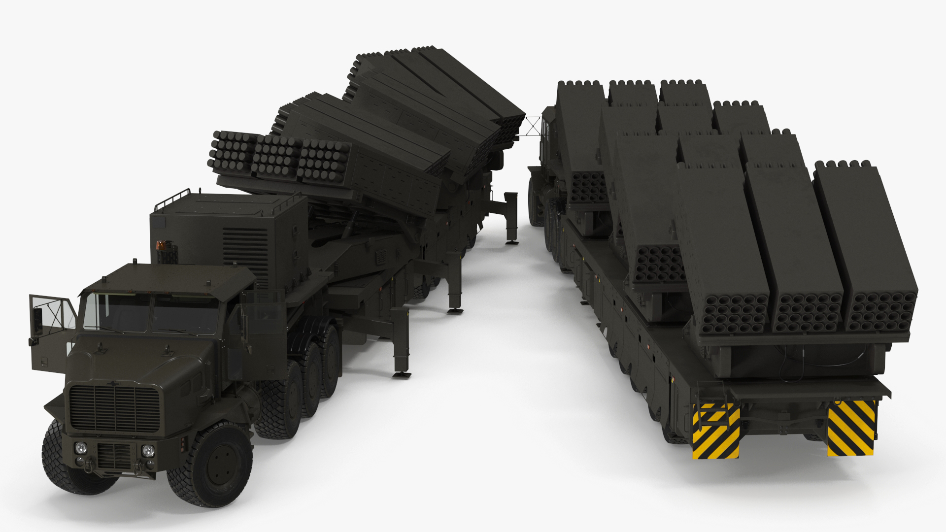 3D model Jobaria Rocket Launch System with Oshkosh Transporter Green Rigged for Maya