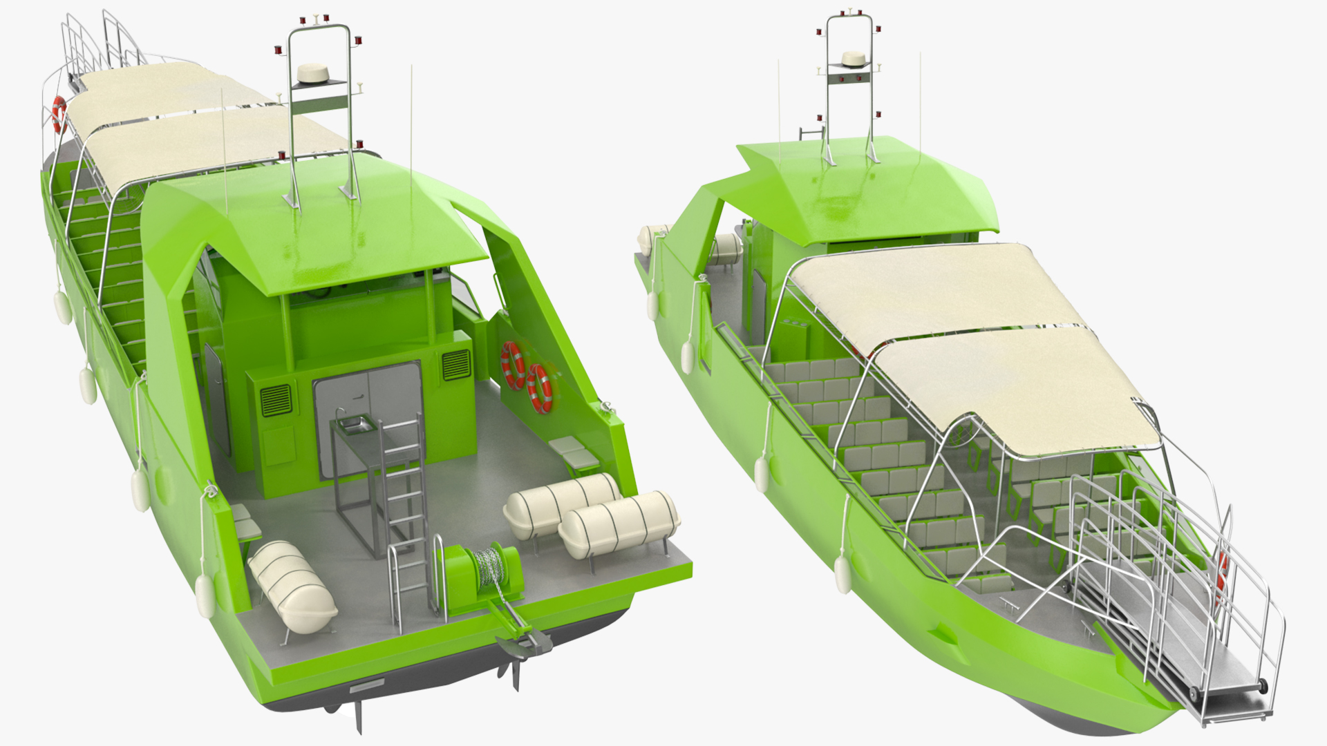 3D model Excursion Boat Green