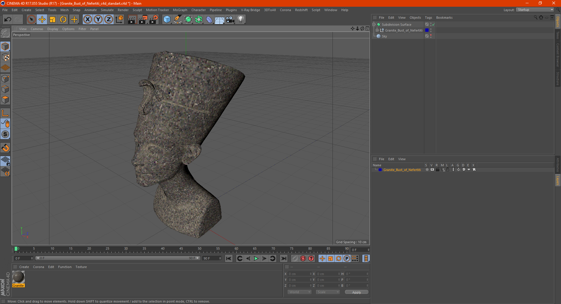 3D model Granite Bust of Nefertiti