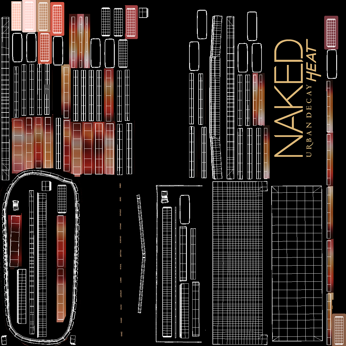 3D model Urban Decay Naked Heat Eyeshadow Palette with Brush Fur