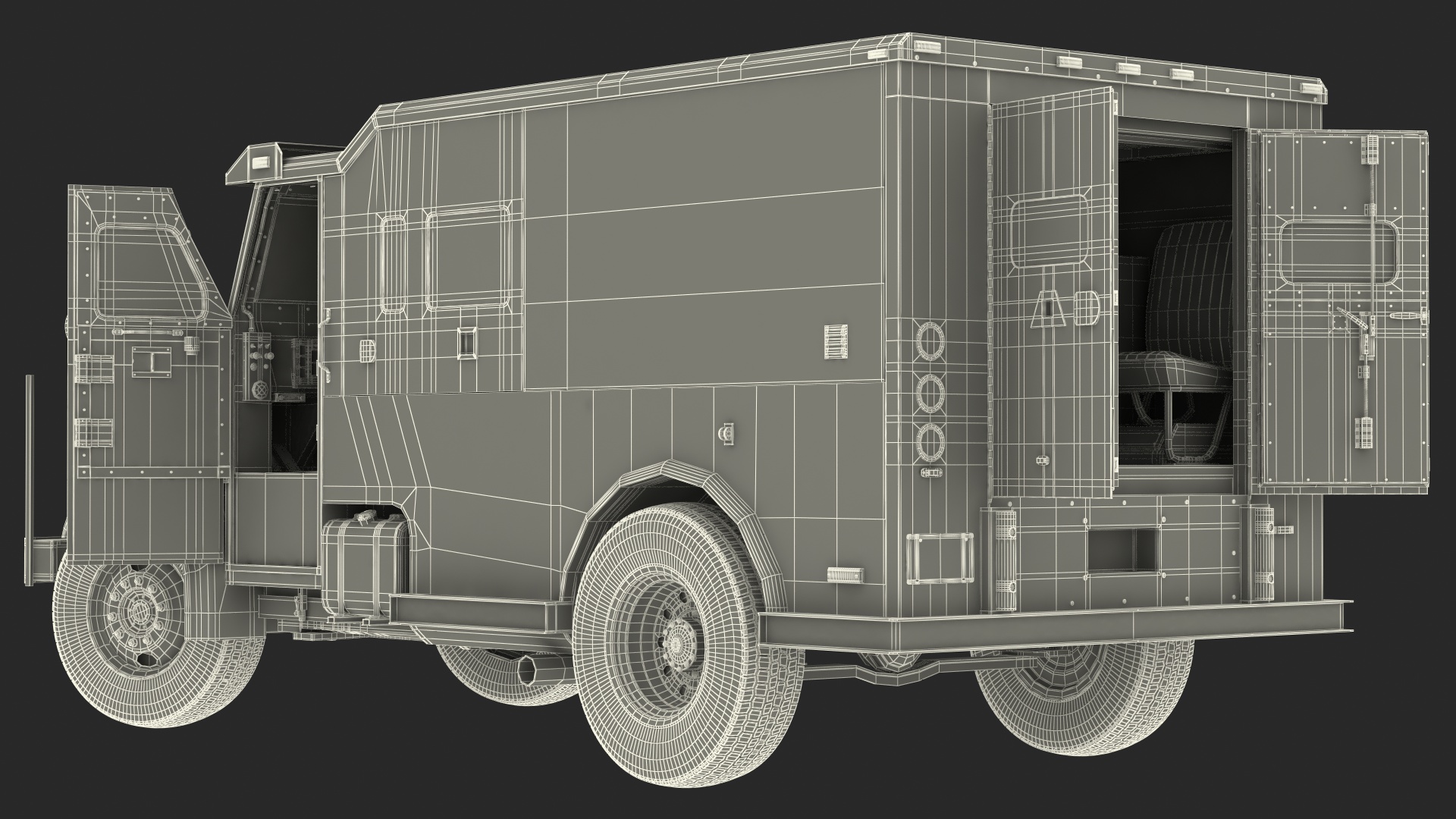 Armored Cash Transport Car Black Rigged 3D model