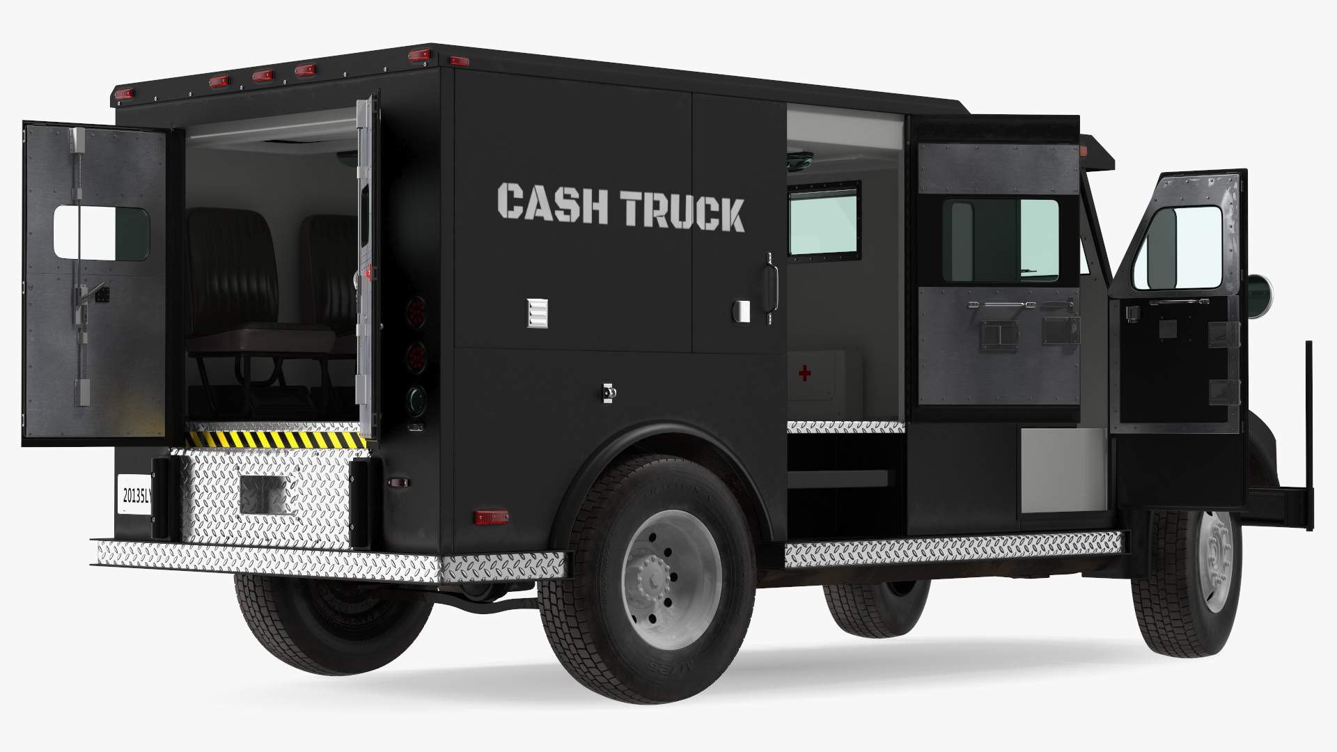 Armored Cash Transport Car Black Rigged 3D model