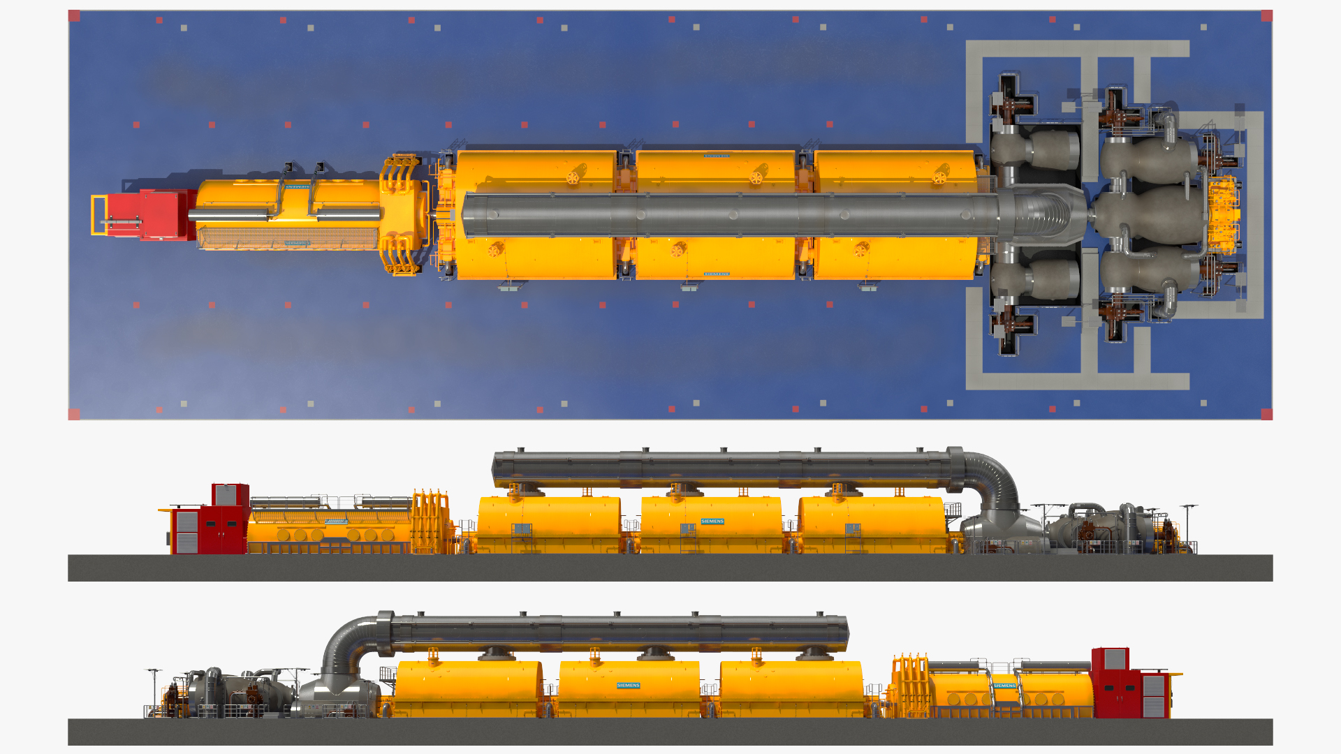 3D Siemens Steam Turbine Generator