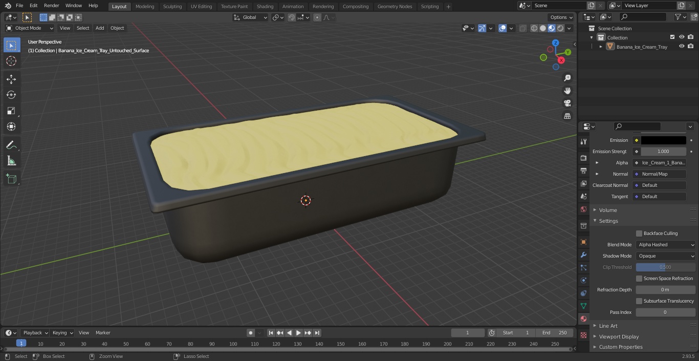 Banana Ice Cream Tray Untouched Surface 3D model