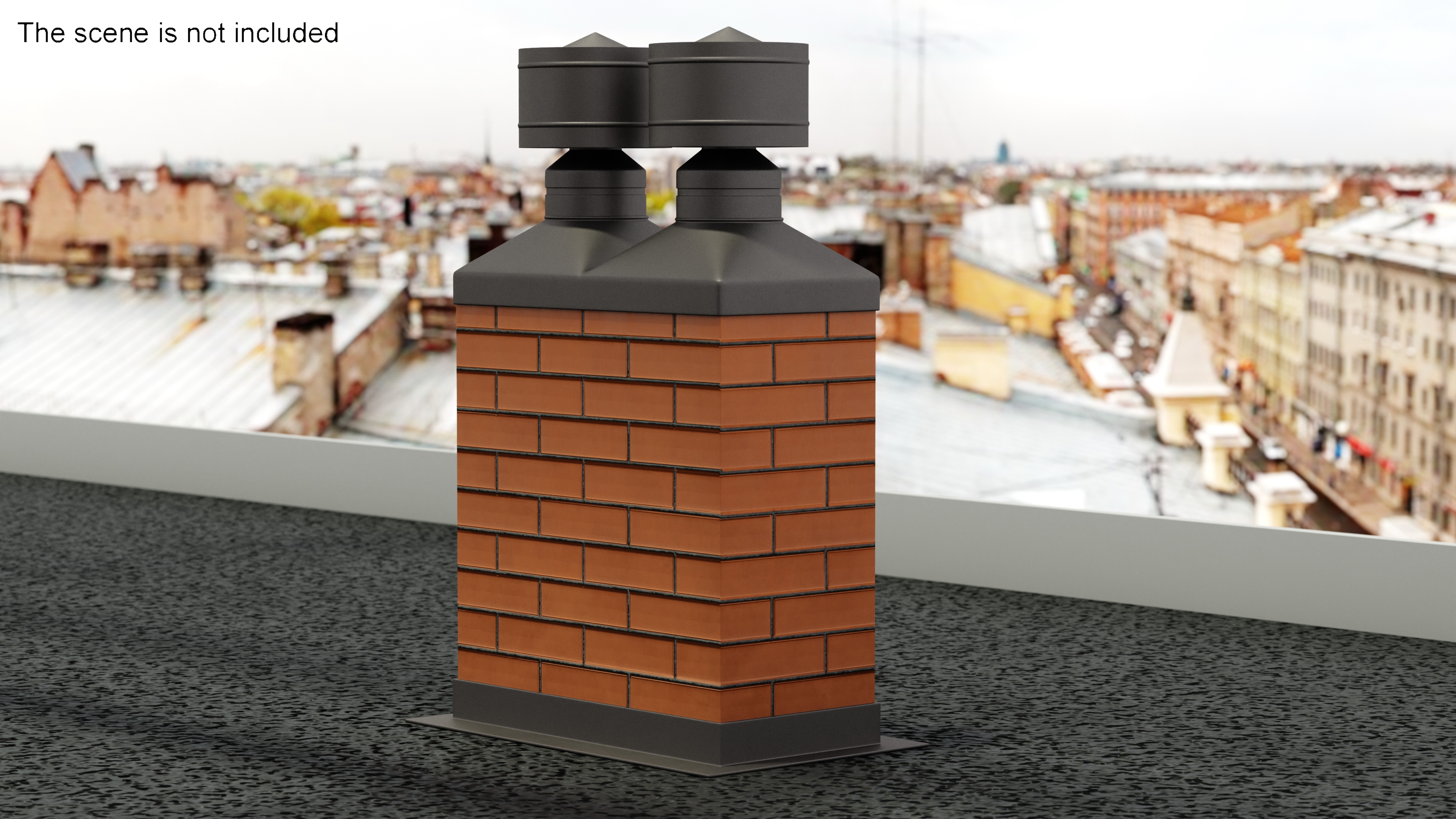 Masonry Double Chimney 3D