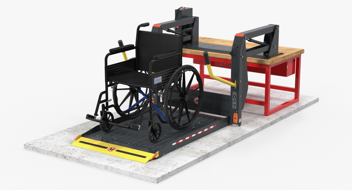 3D model Hydraulic Lift with Wheelchair