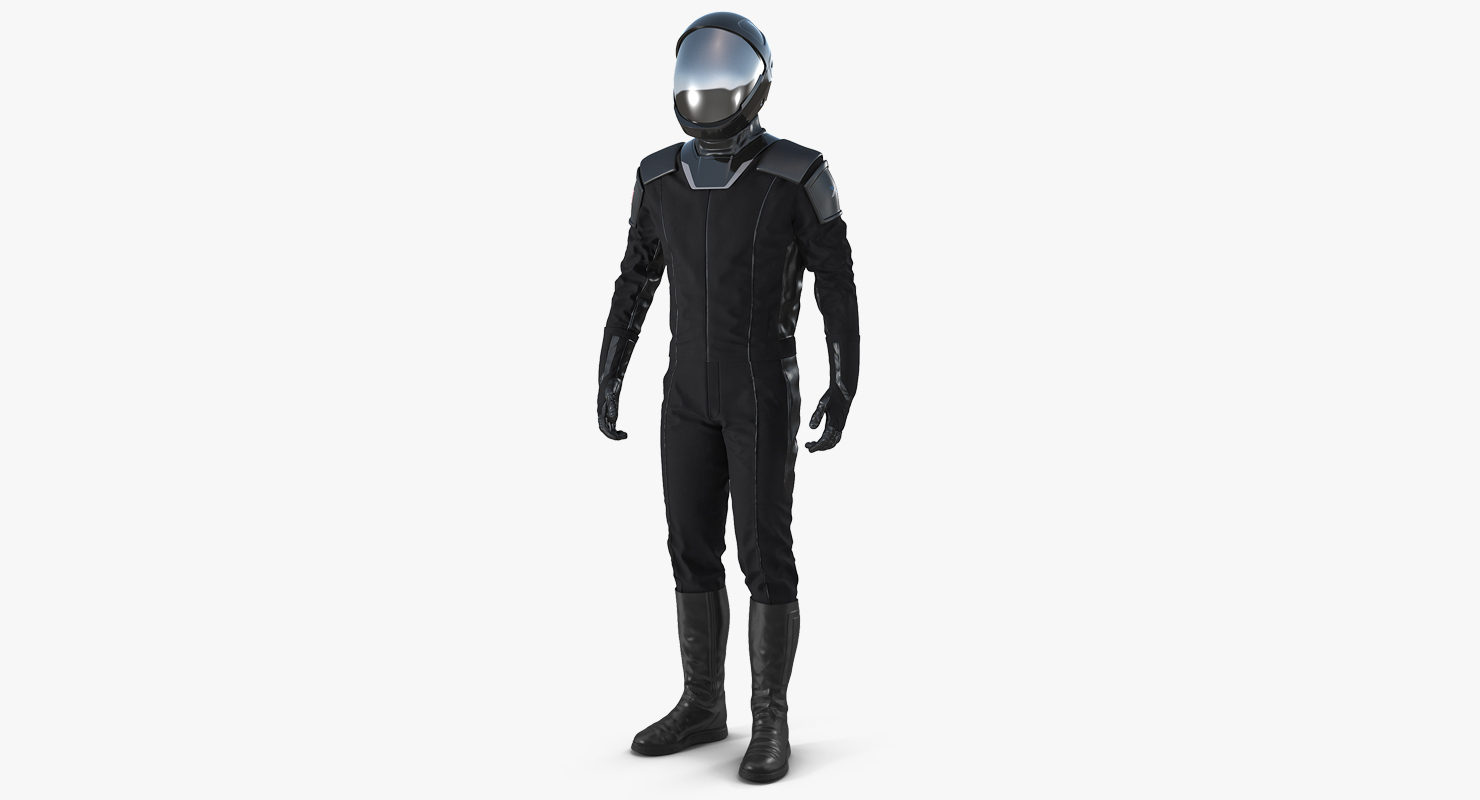 Sci Fi Space Suit Black Standing Pose 3D