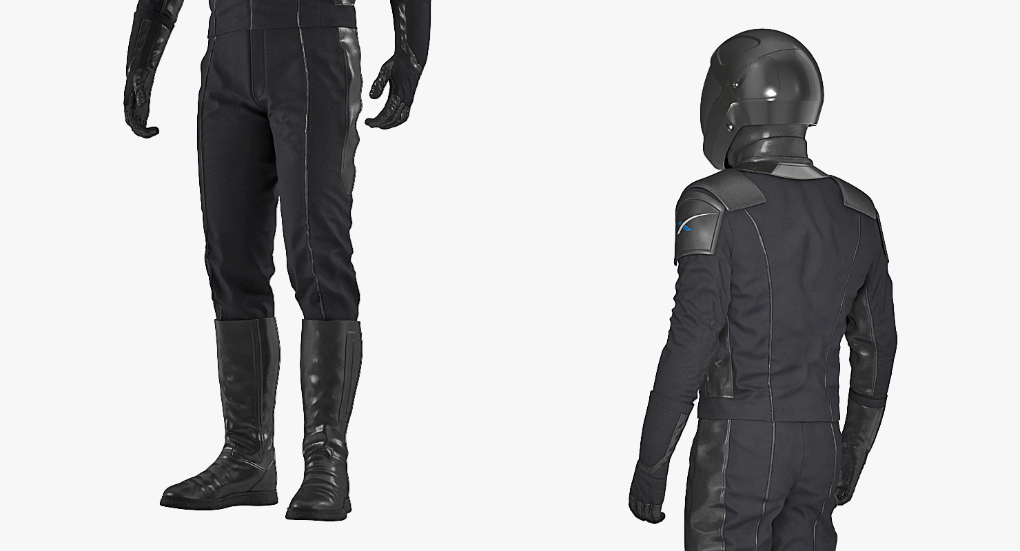 Sci Fi Space Suit Black Standing Pose 3D