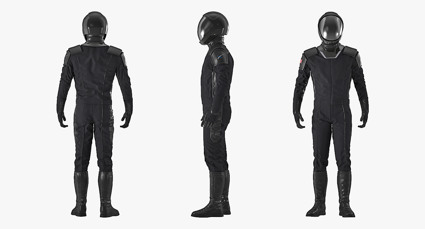 Sci Fi Space Suit Black Standing Pose 3D