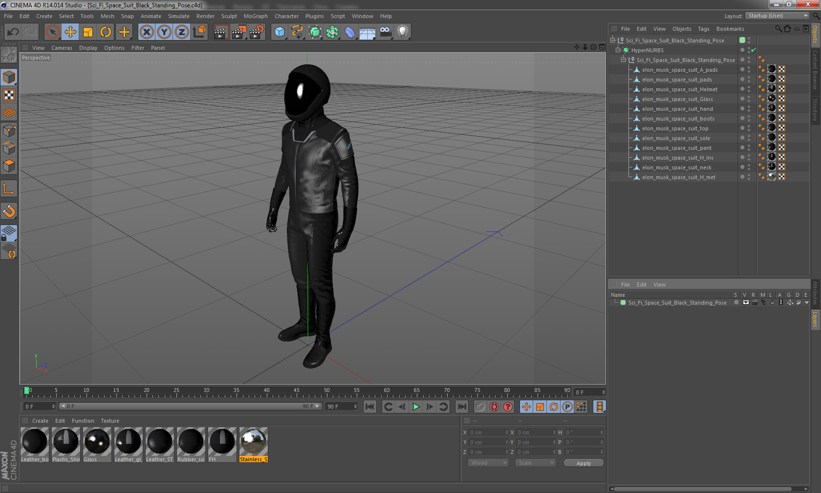 Sci Fi Space Suit Black Standing Pose 3D