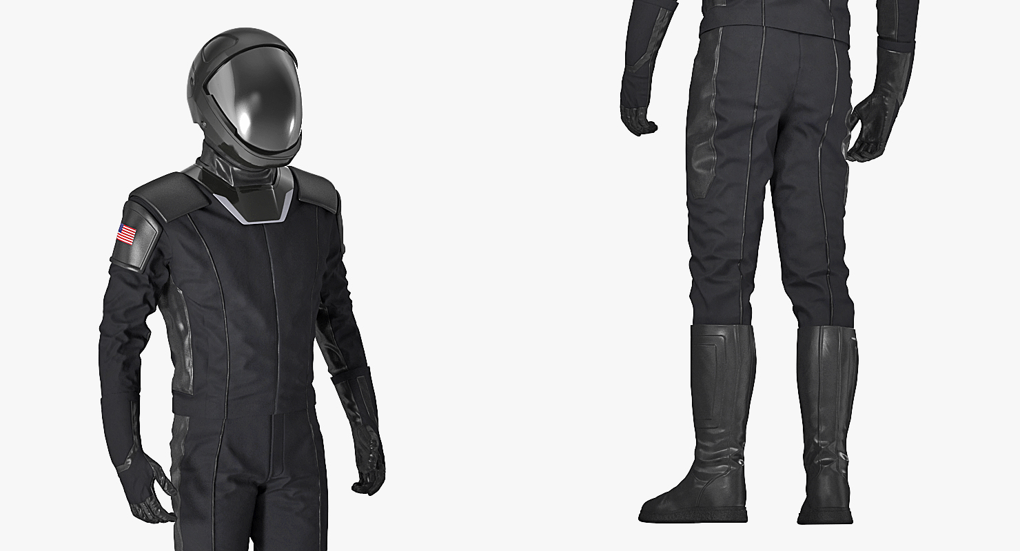 Sci Fi Space Suit Black Standing Pose 3D