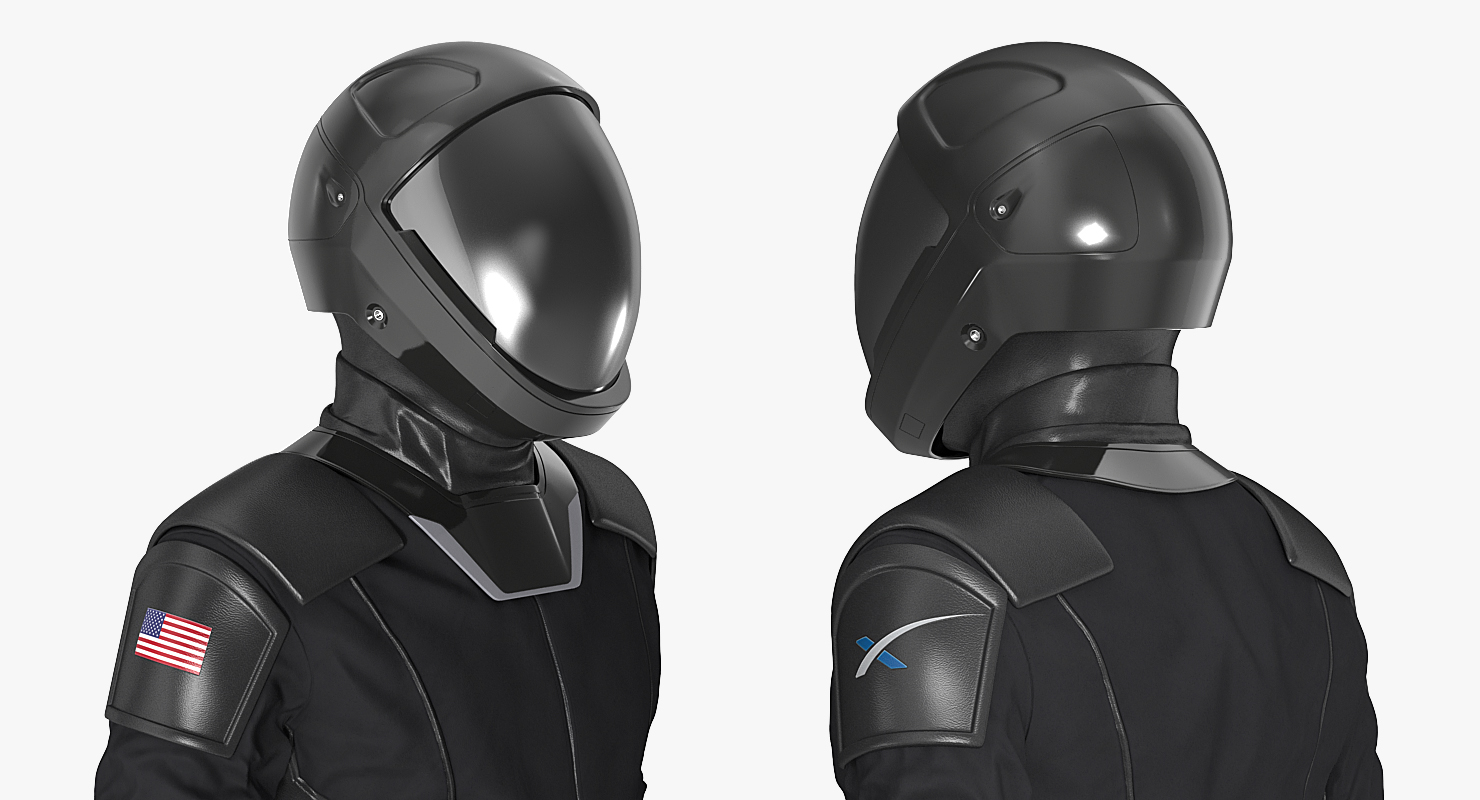 Sci Fi Space Suit Black Standing Pose 3D