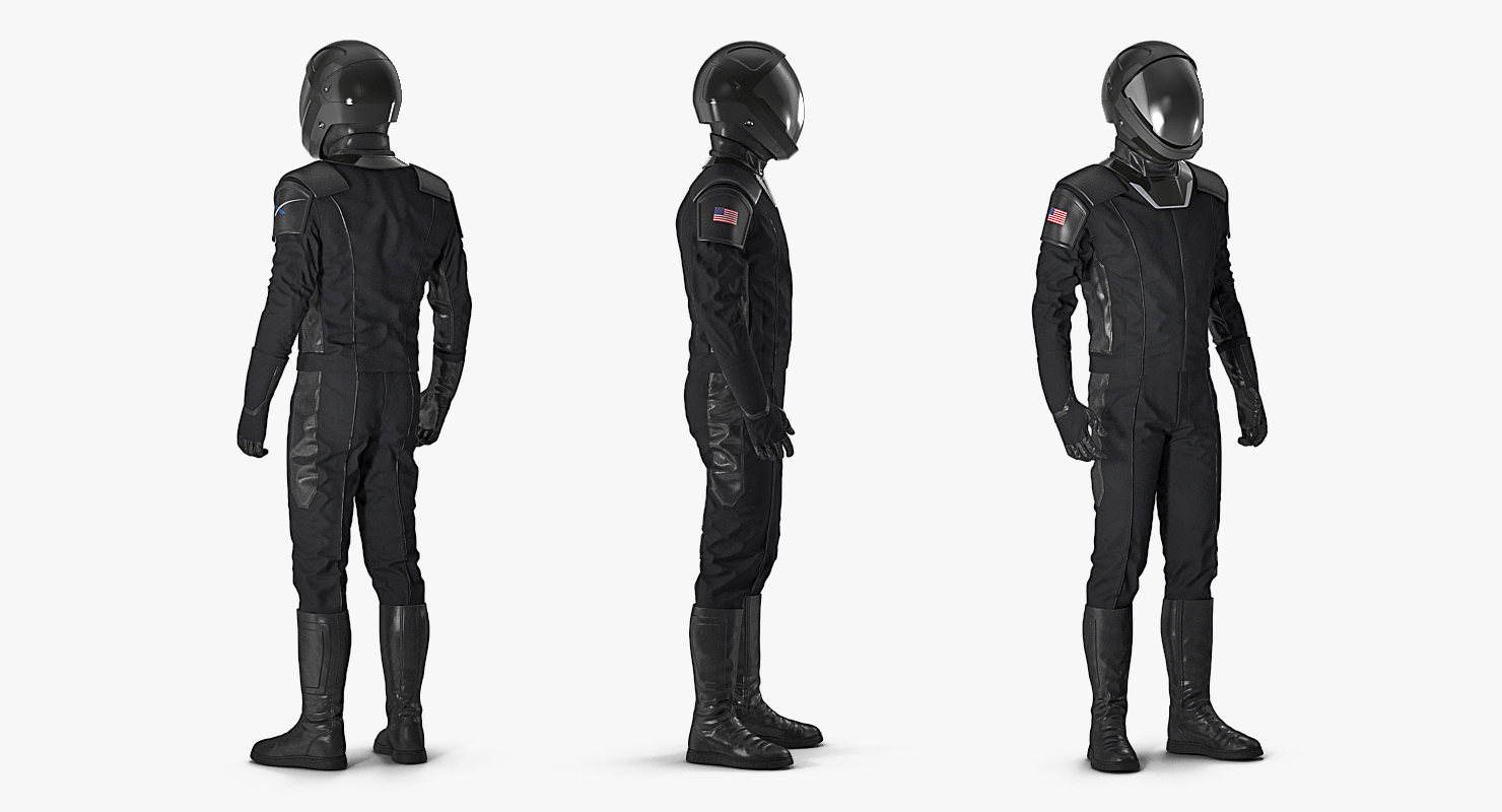 Sci Fi Space Suit Black Standing Pose 3D