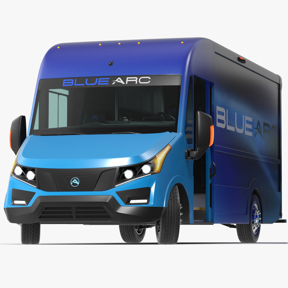 3D Blue Arc Electric Delivery Van Rigged for Maya