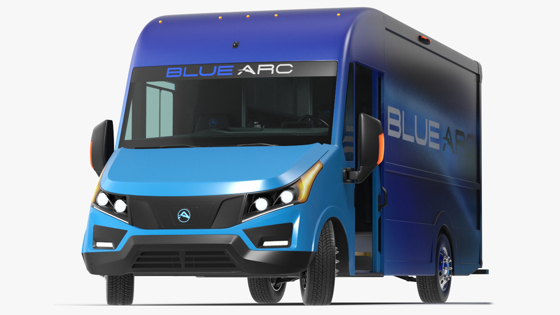 3D Blue Arc Electric Delivery Van Rigged for Maya