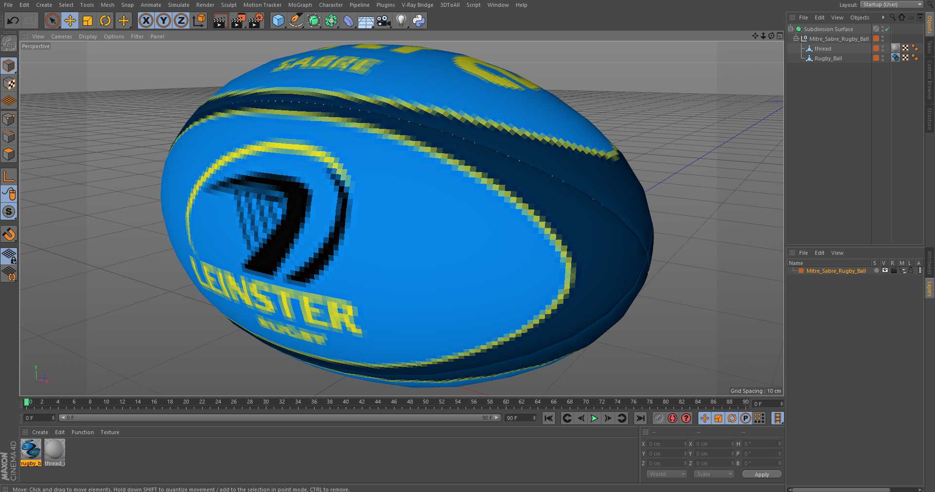 Mitre Sabre Rugby Ball 3D