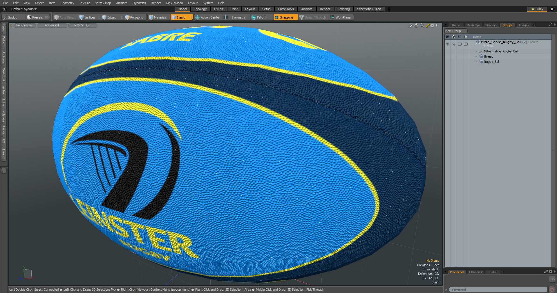 Mitre Sabre Rugby Ball 3D