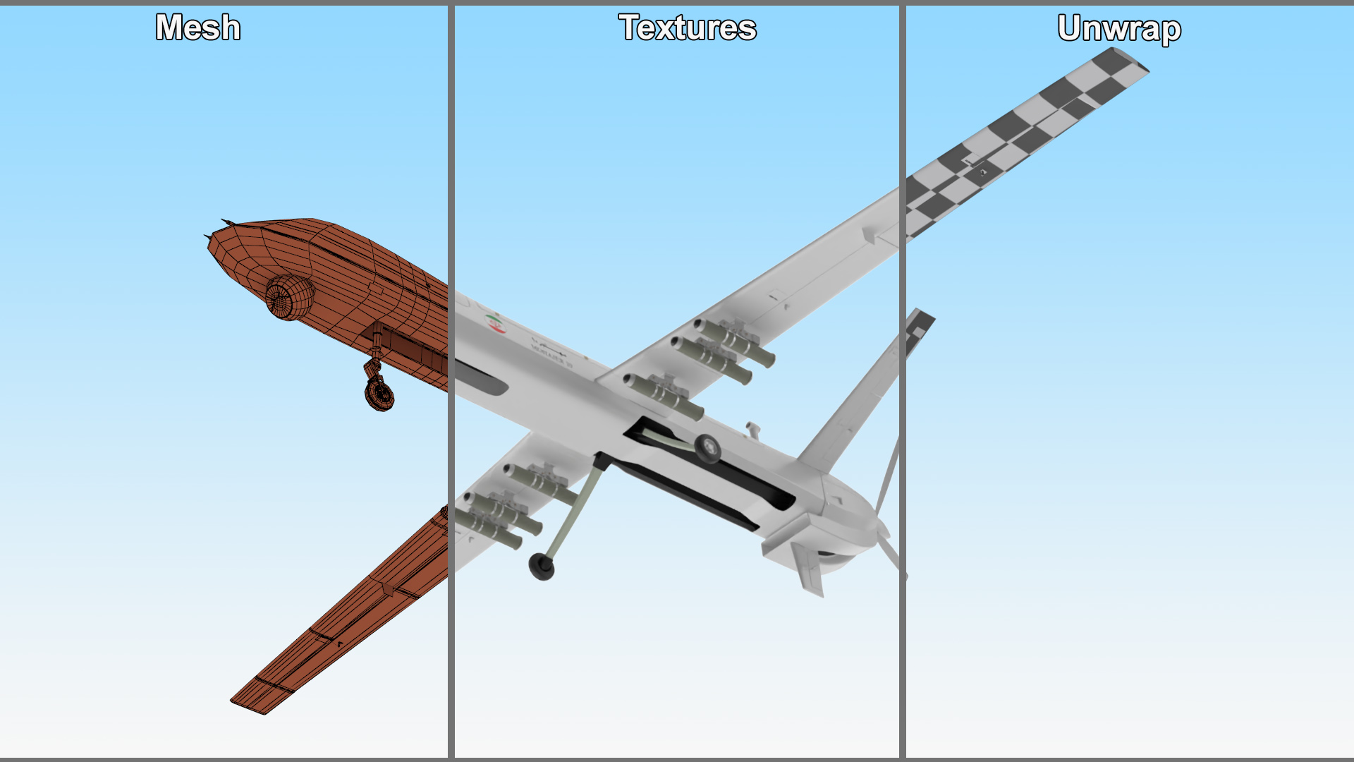 3D Iranian Dron Qods Mohajer 10 model