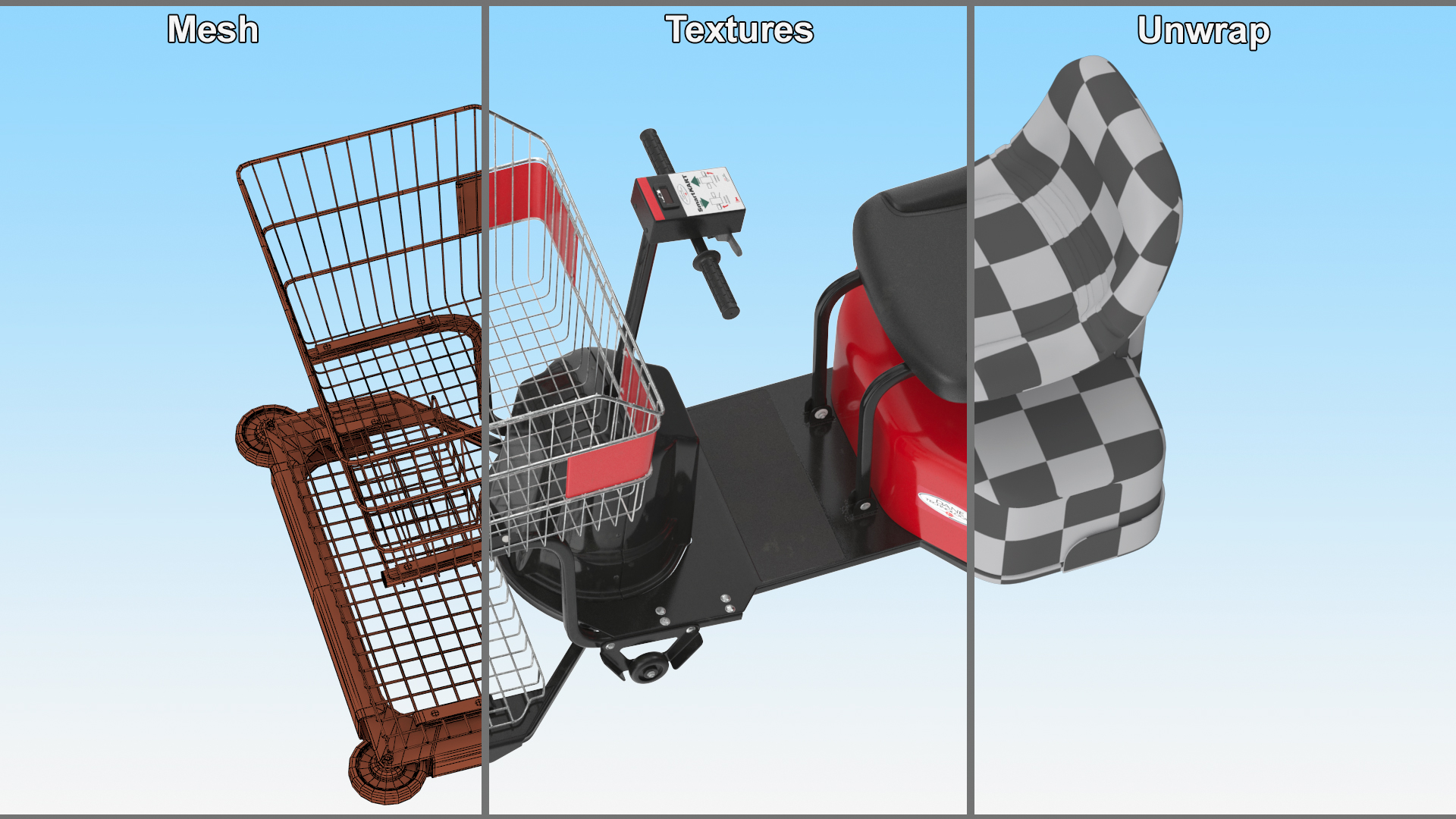 3D Motorized Shopping Cart SmartKART New Red