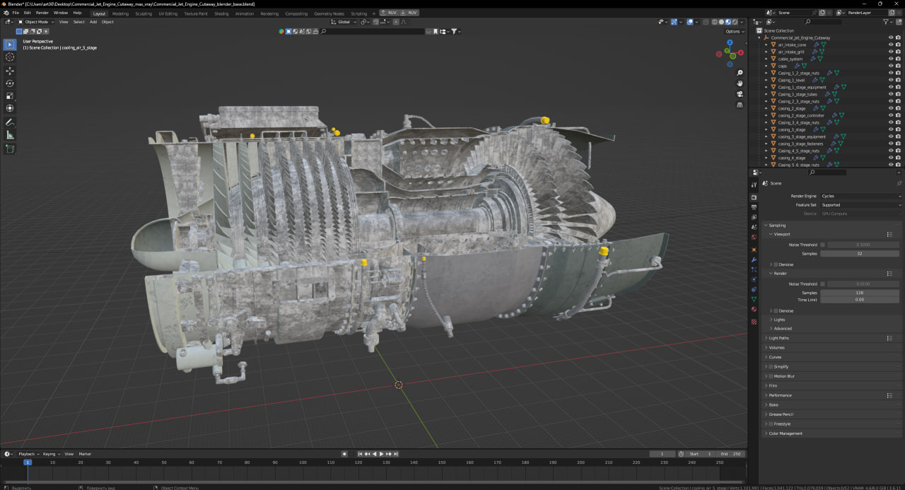 Commercial Jet Engine Cutaway 3D model