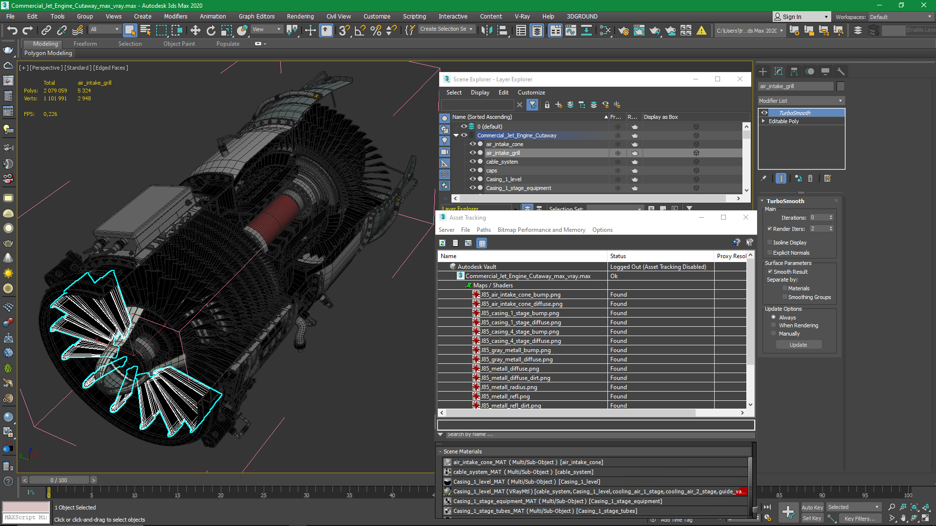 Commercial Jet Engine Cutaway 3D model