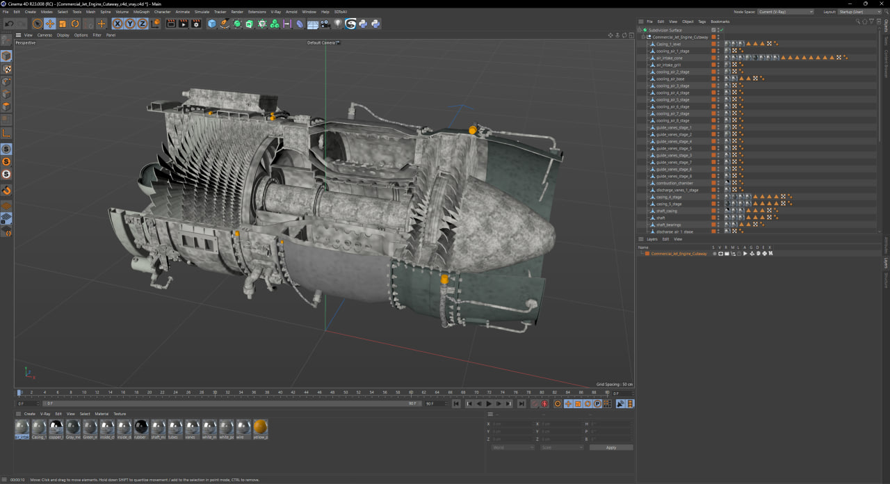 Commercial Jet Engine Cutaway 3D model