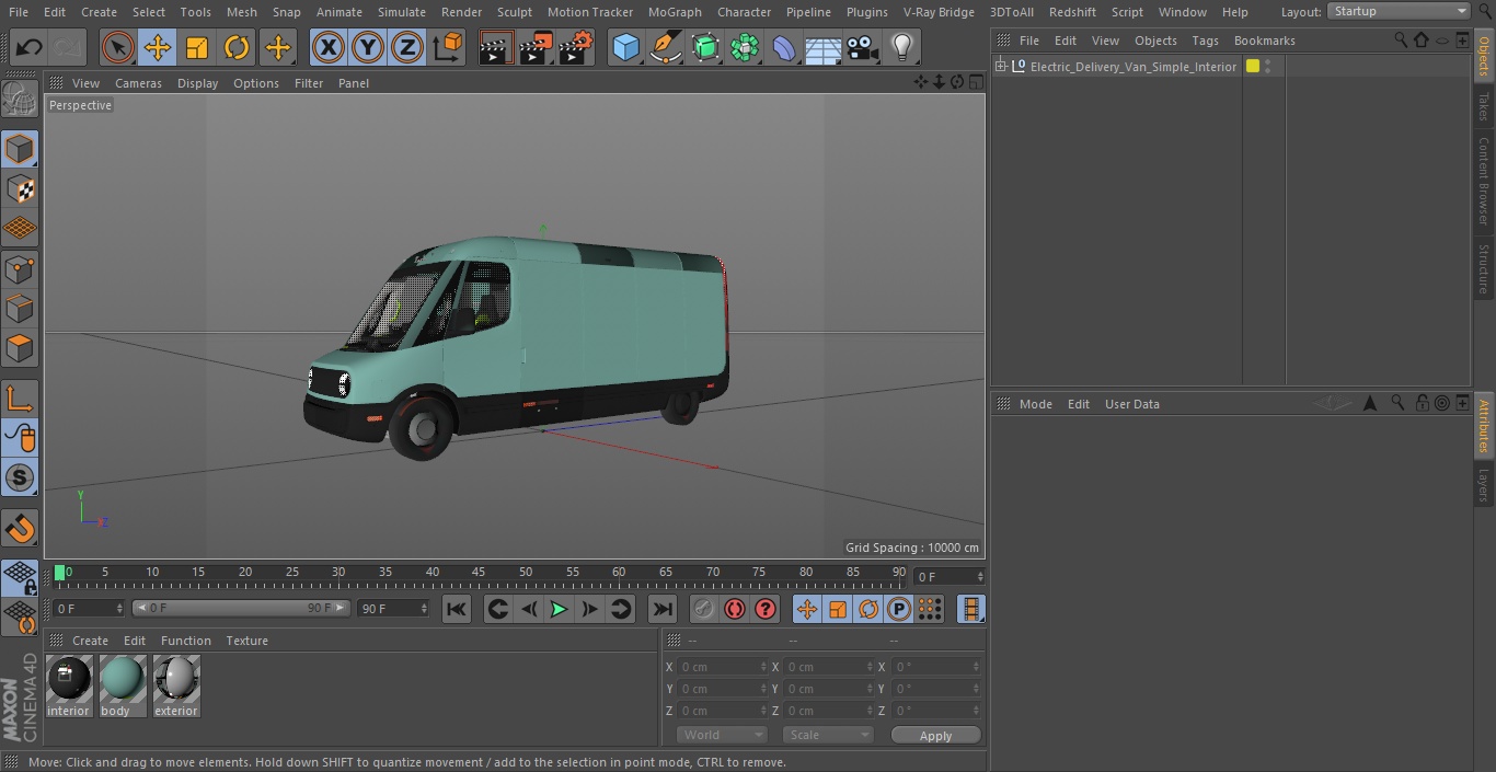 Electric Delivery Van Simple Interior 3D