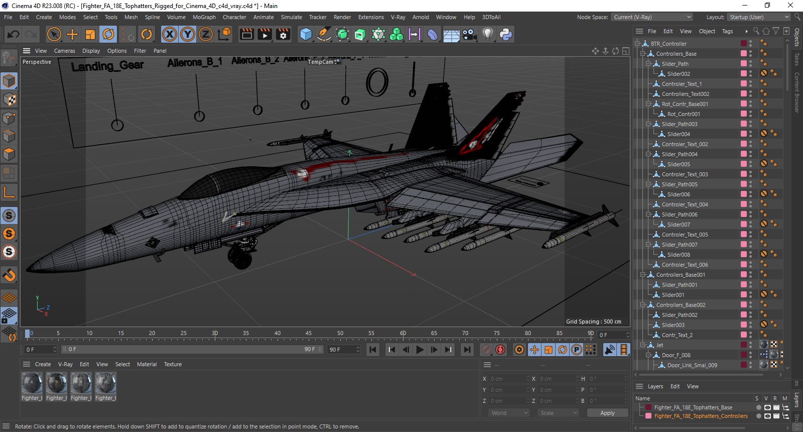 3D Fighter FA 18E Tophatters Rigged for Cinema 4D