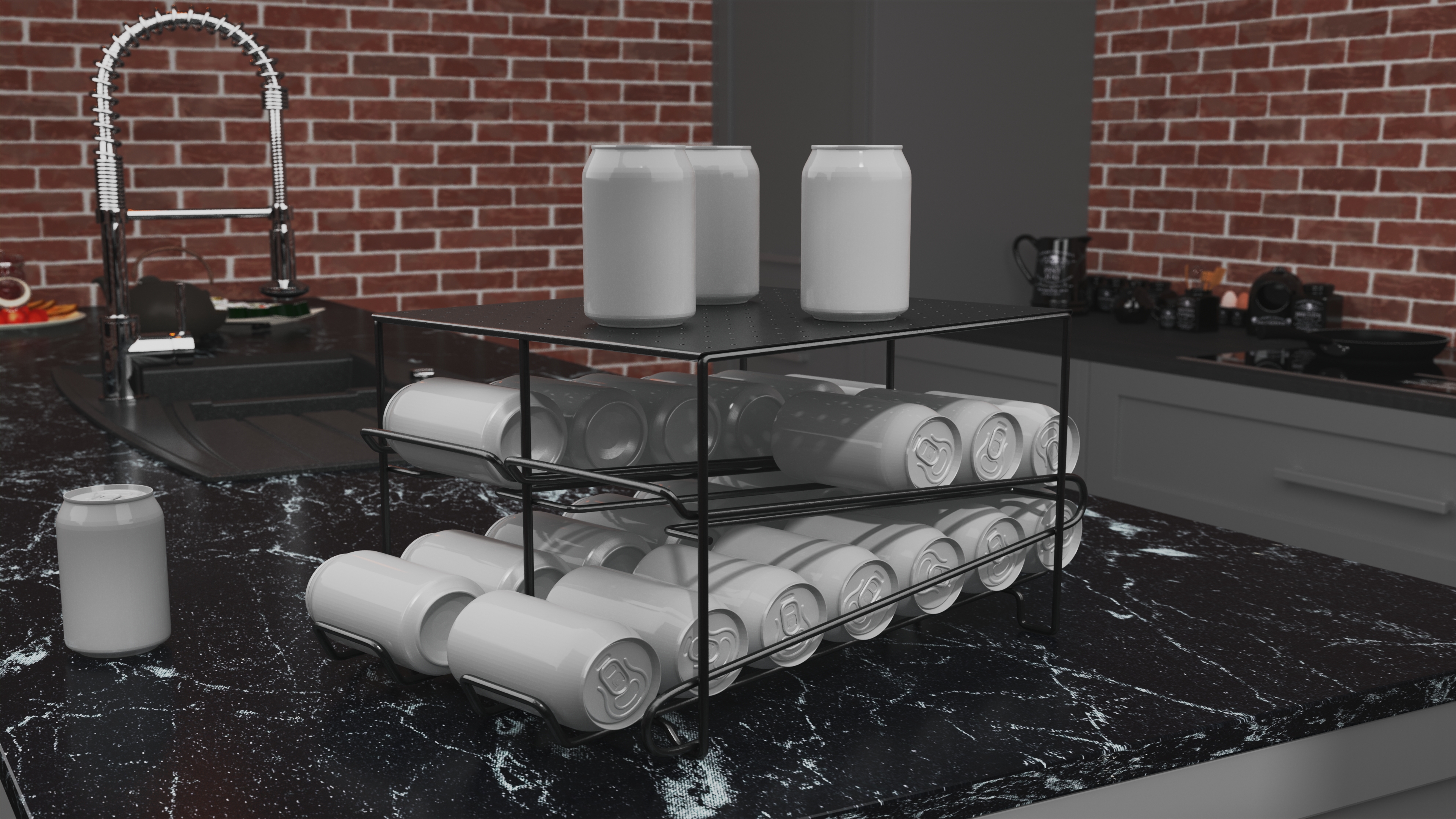 Can Storage Rack for Kitchen Black 3D model