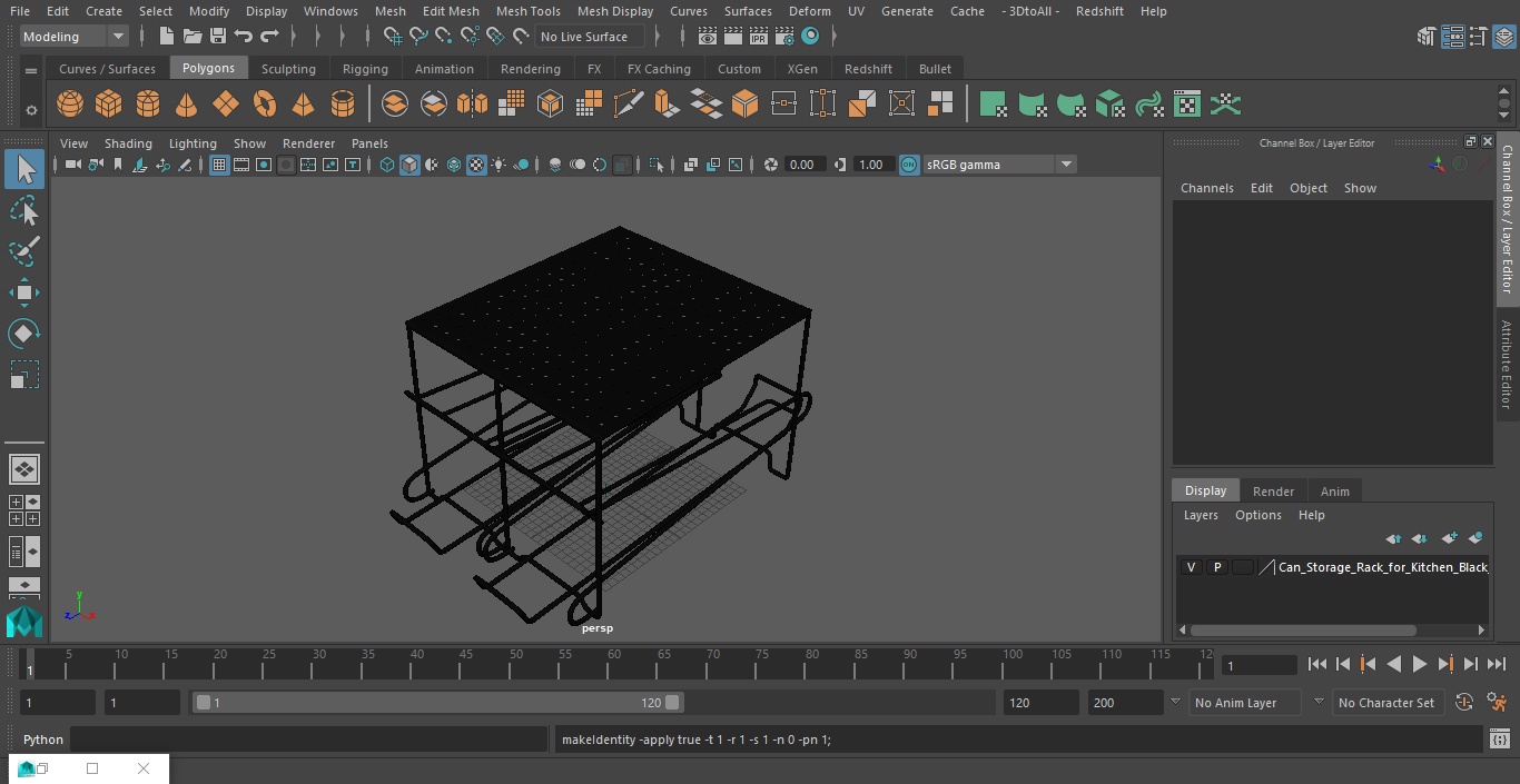 Can Storage Rack for Kitchen Black 3D model