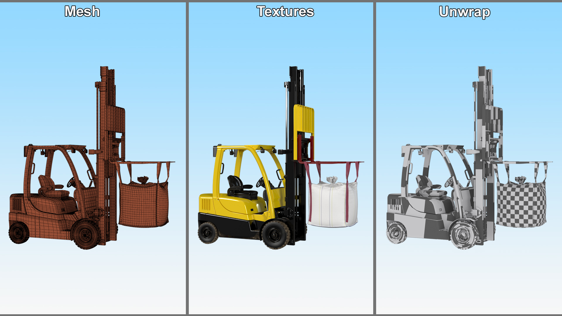 3D Industrial Forklift with Bulk Bag model