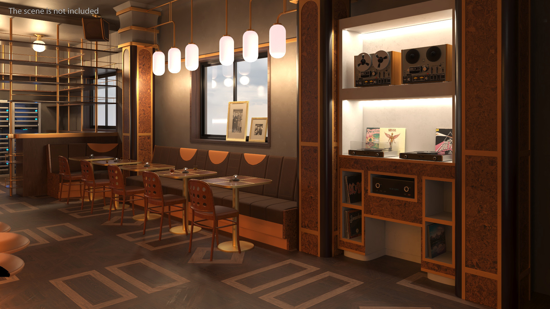 3D Art Deco Restaurant Interior Section