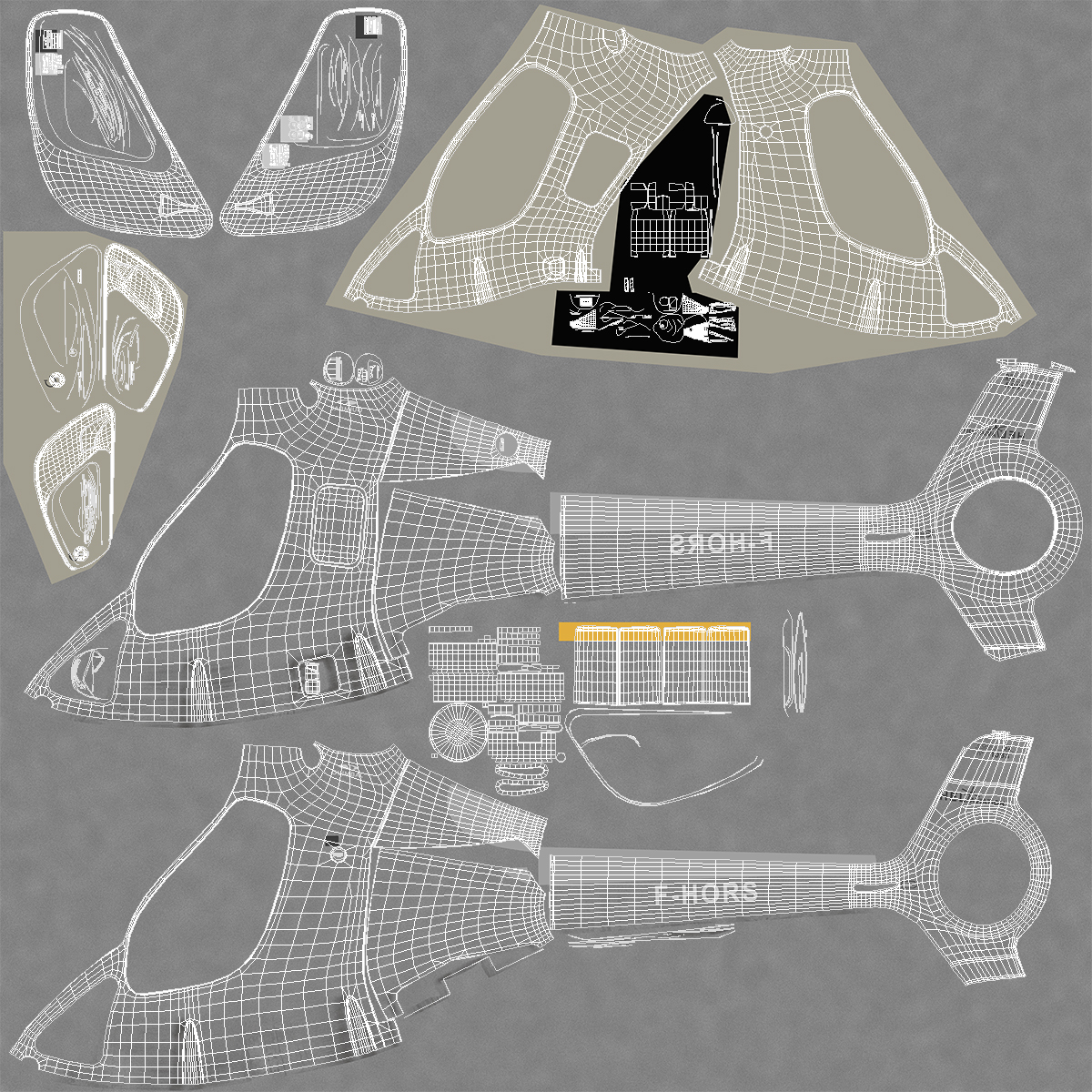 Helicopter Guimbal Cabri G2 Rigged 3D model