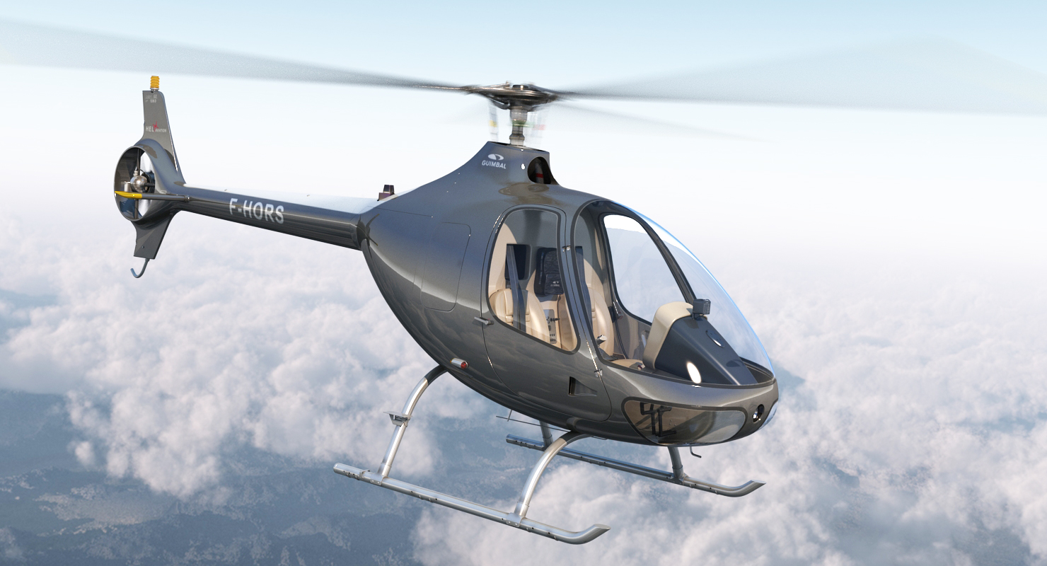 Helicopter Guimbal Cabri G2 Rigged 3D model