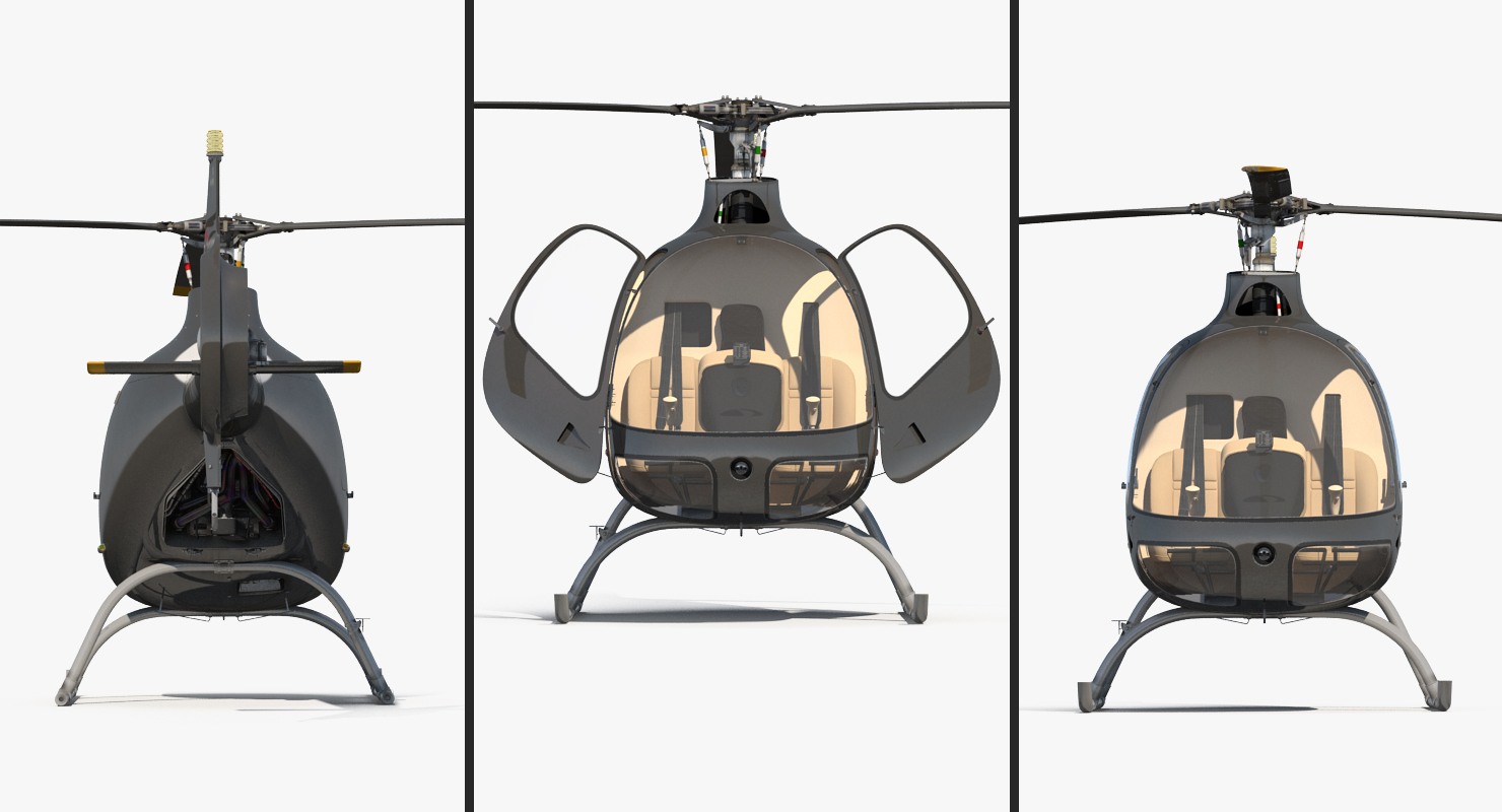 Helicopter Guimbal Cabri G2 Rigged 3D model