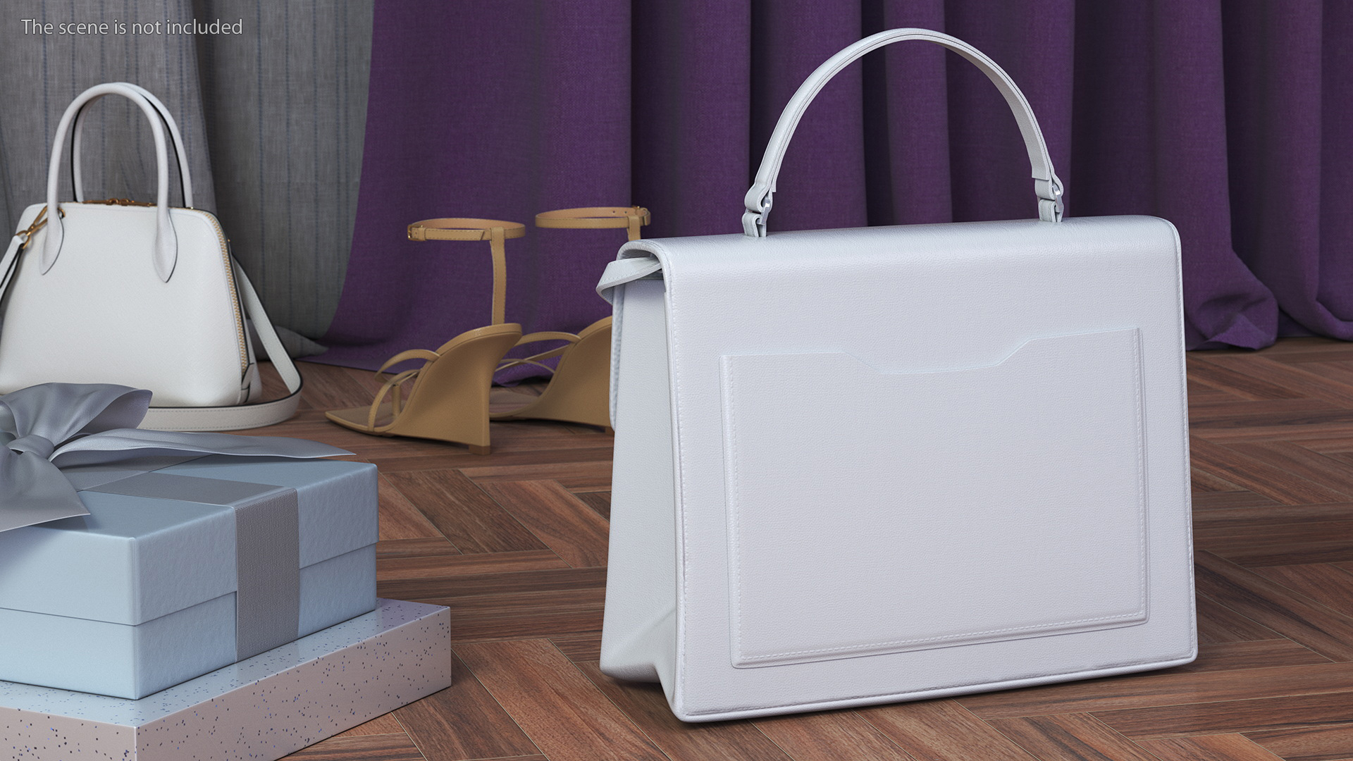 3D Designer Leather Woman Handbag White