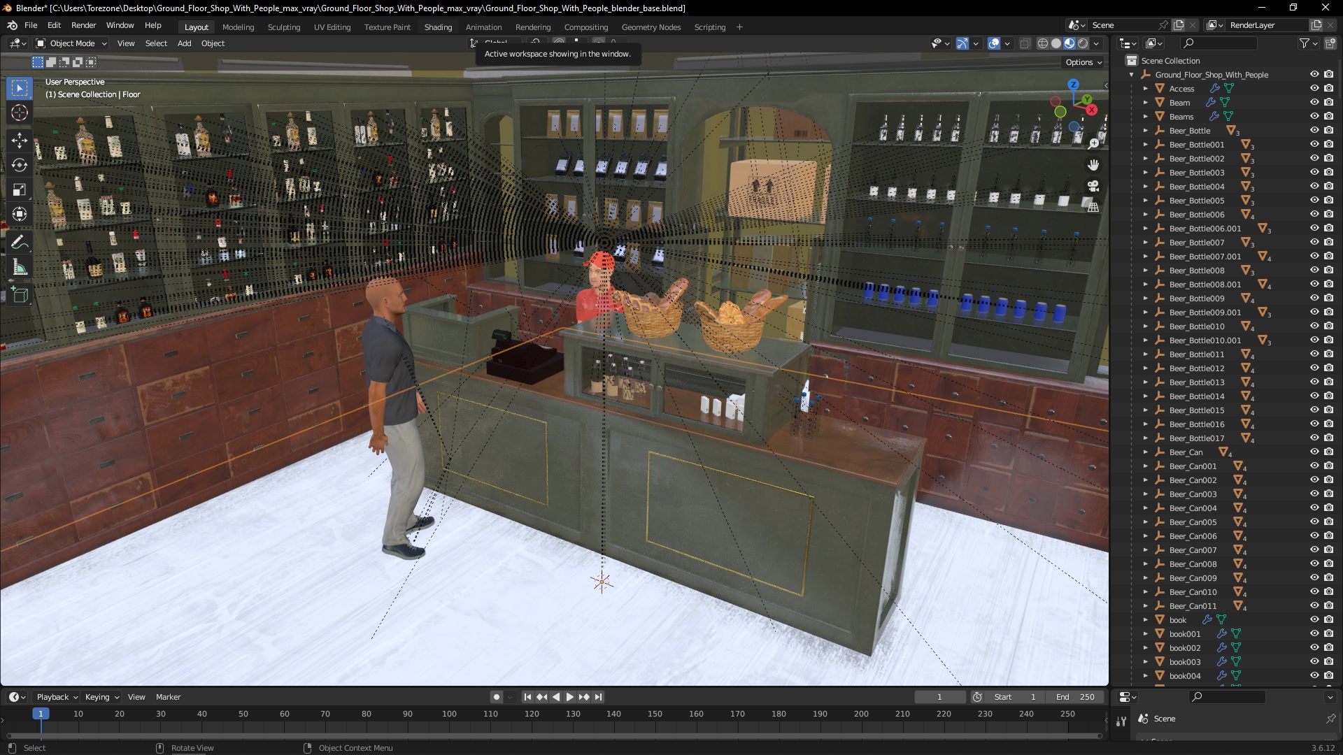 Ground Floor Shop With People 3D model