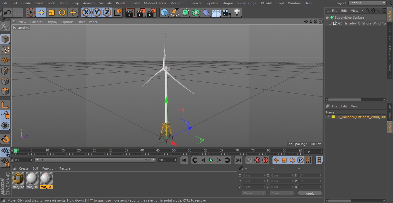 3D model GE Haliade-X Offshore Wind Turbine with Base Frame