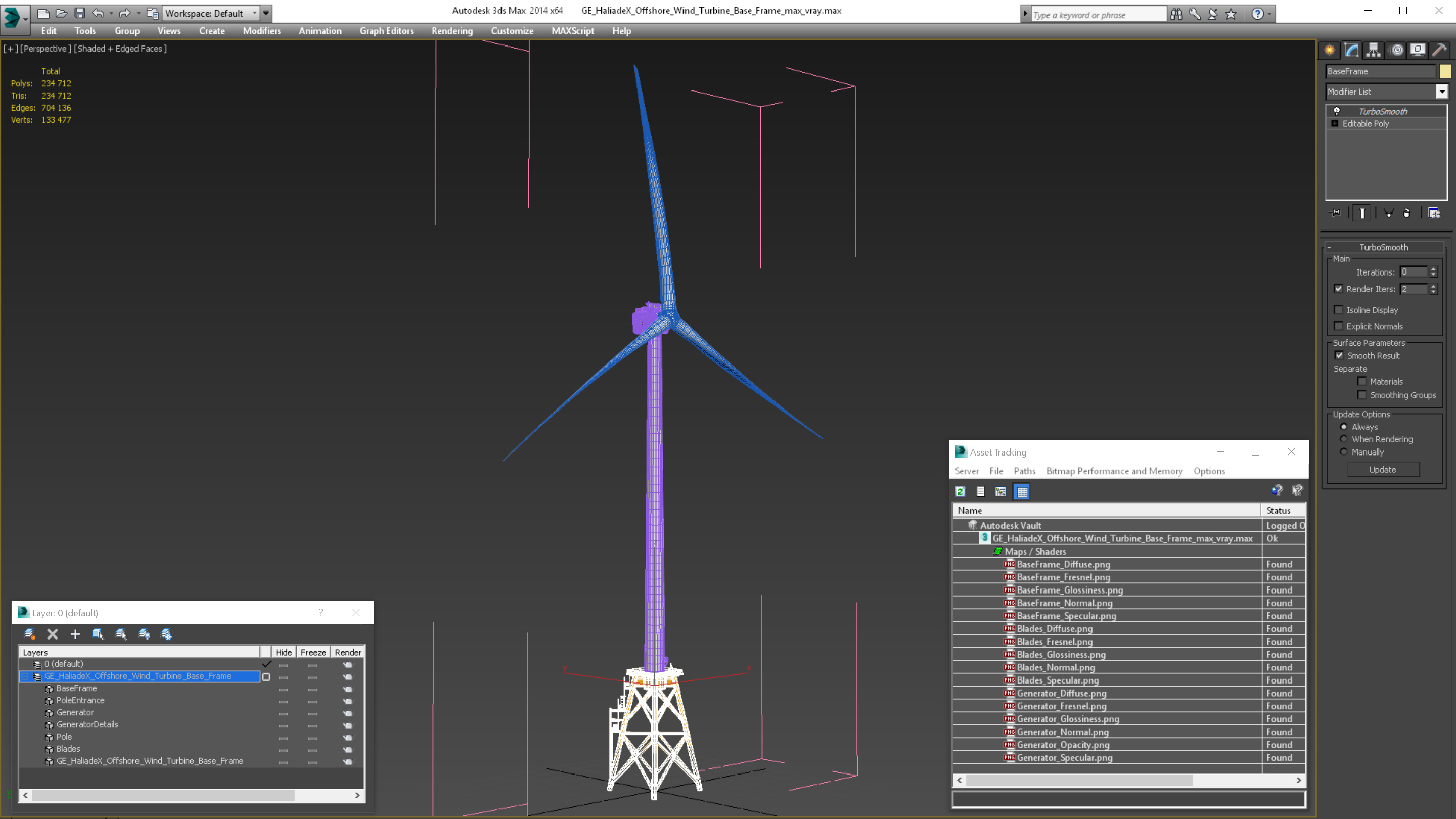 3D model GE Haliade-X Offshore Wind Turbine with Base Frame